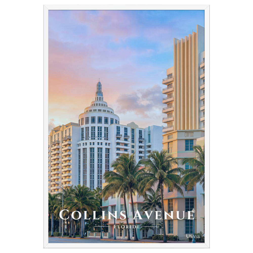 Affiche de Floride Collins Avenue Blanc / 61 × 91 cm - Univile Floride