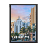 Affiche de Floride Collins Avenue Noir / 50 × 70 cm - Univile Floride