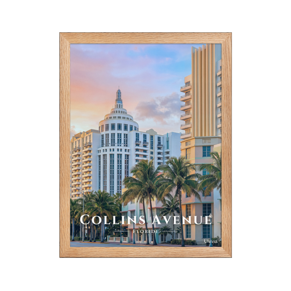 Affiche de Floride Collins Avenue Oak / 30 × 40 cm - Univile Floride