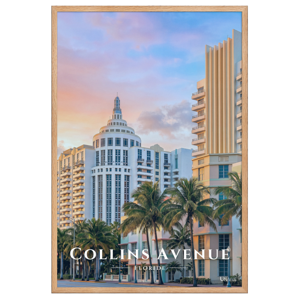 Affiche de Floride Collins Avenue Oak / 61 × 91 cm - Univile Floride