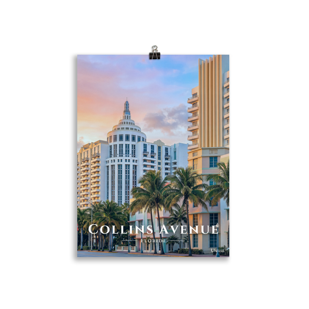 Affiche de Floride Collins Avenue Sans cadre / 30 × 40 cm - Univile Floride