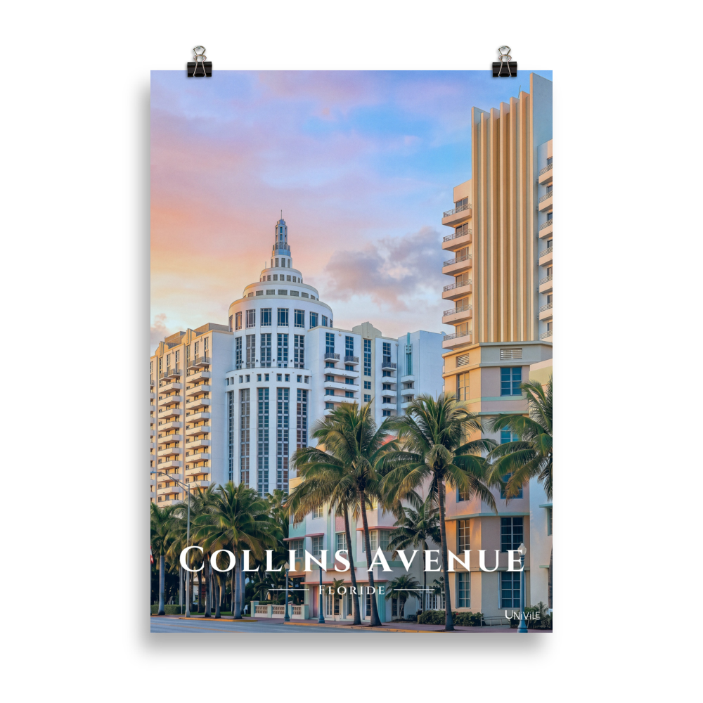 Affiche de Floride Collins Avenue Sans cadre / 50 × 70 cm - Univile Floride