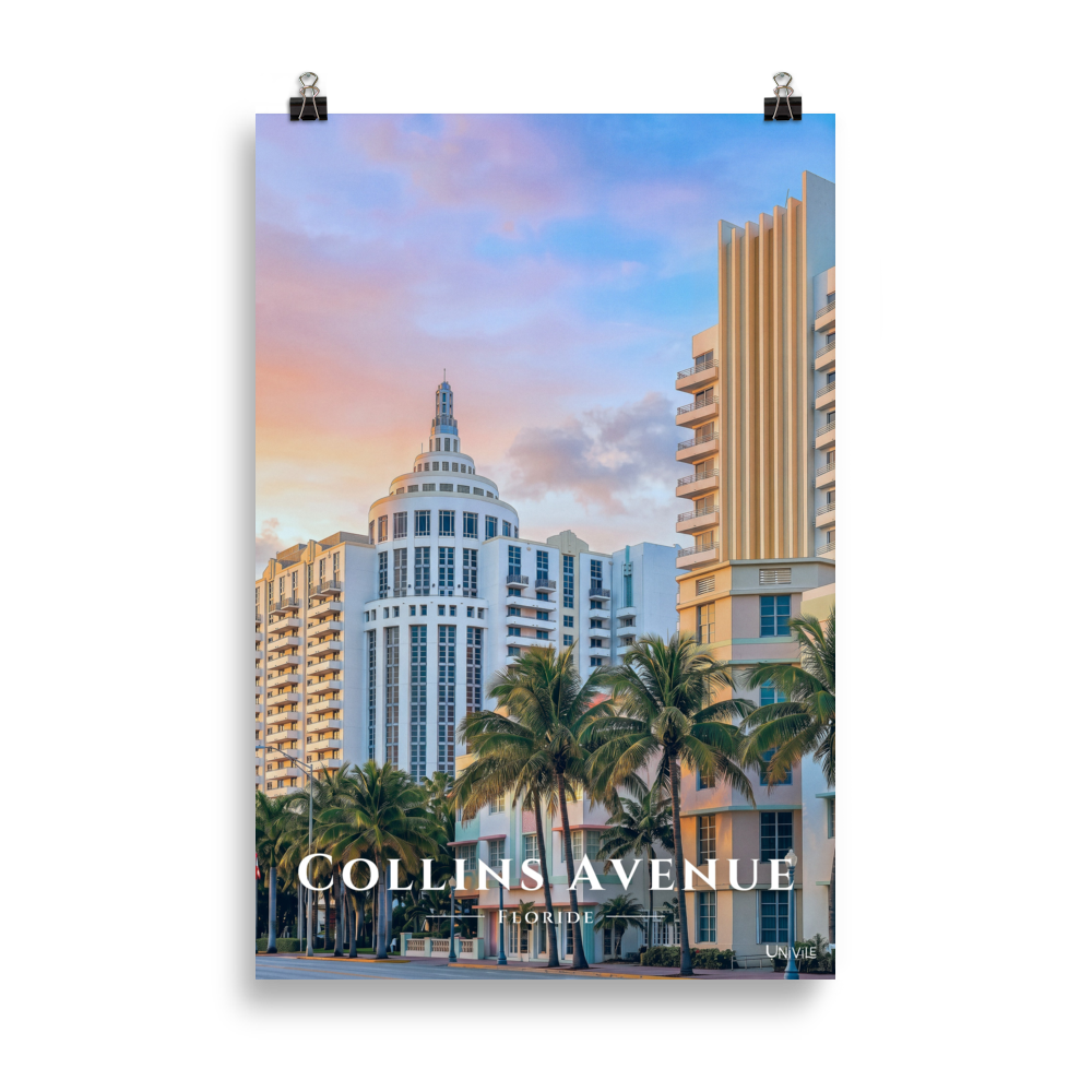 Affiche de Floride Collins Avenue Sans cadre / 61 × 91 cm - Univile Floride