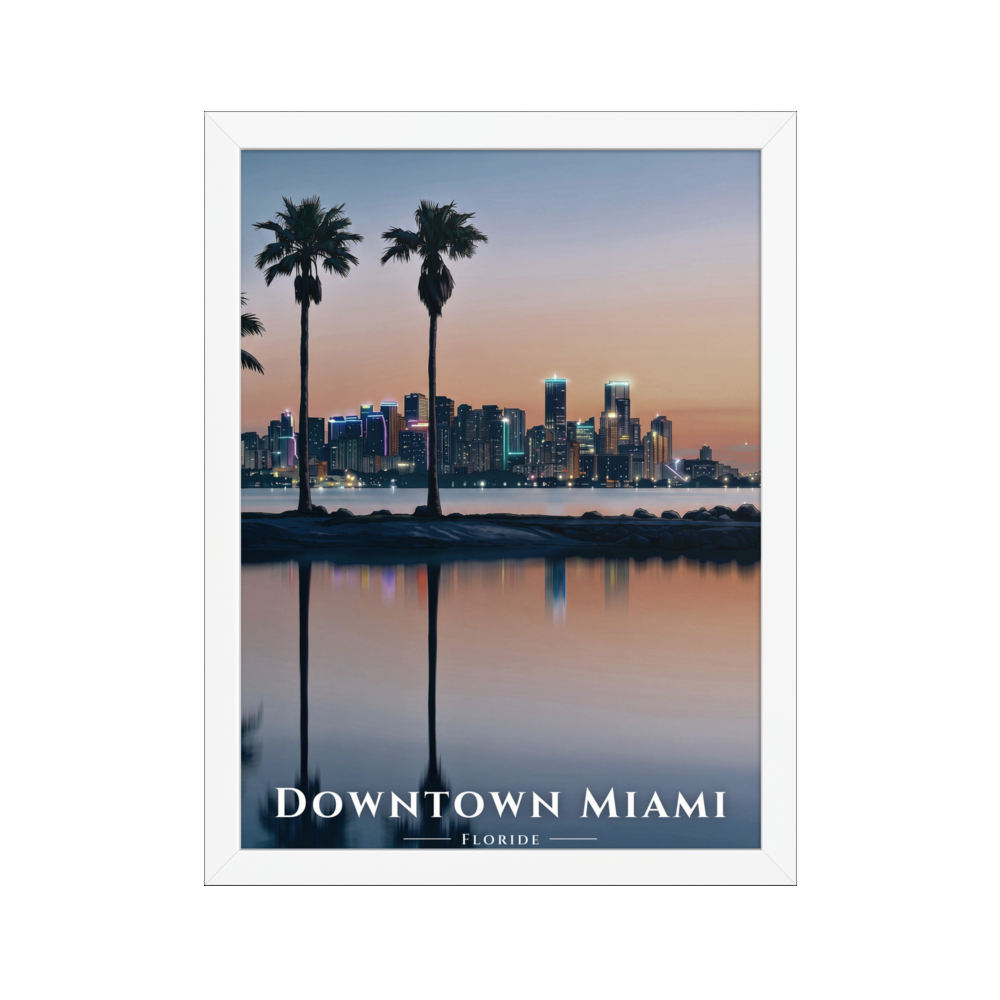 Poster Downtown Miami Blanc 30 × 40 cm