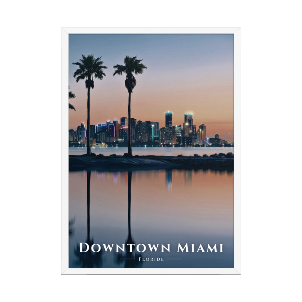 Poster Downtown Miami Blanc 50 × 70 cm