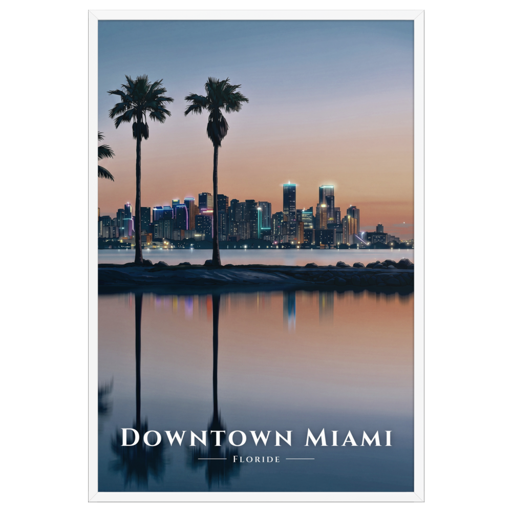 Poster Downtown Miami Blanc 61 × 91 cm