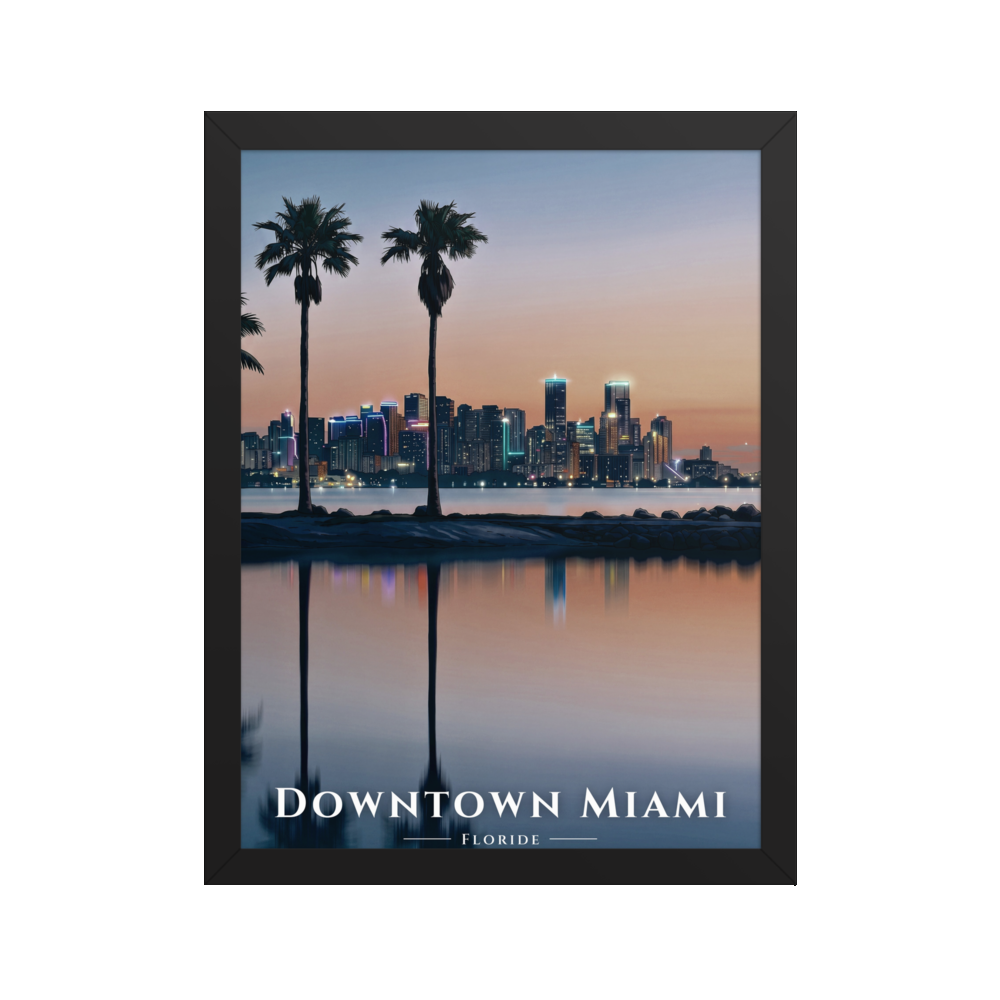 Poster Downtown Miami Noir 30 × 40 cm