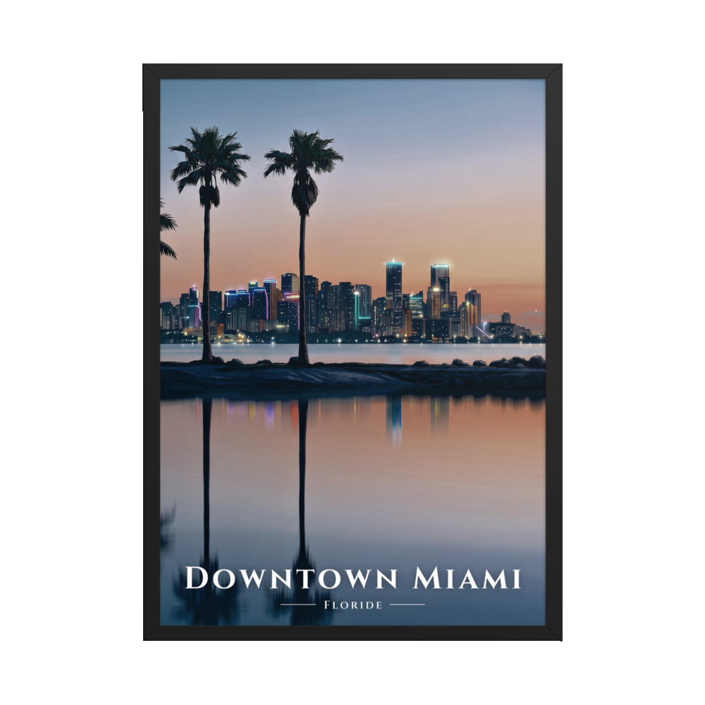 Poster Downtown Miami Noir 50 × 70 cm