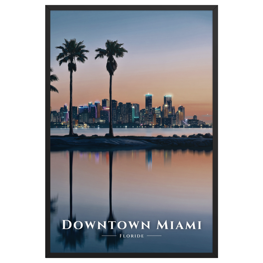 Poster Downtown Miami Noir 61 × 91 cm