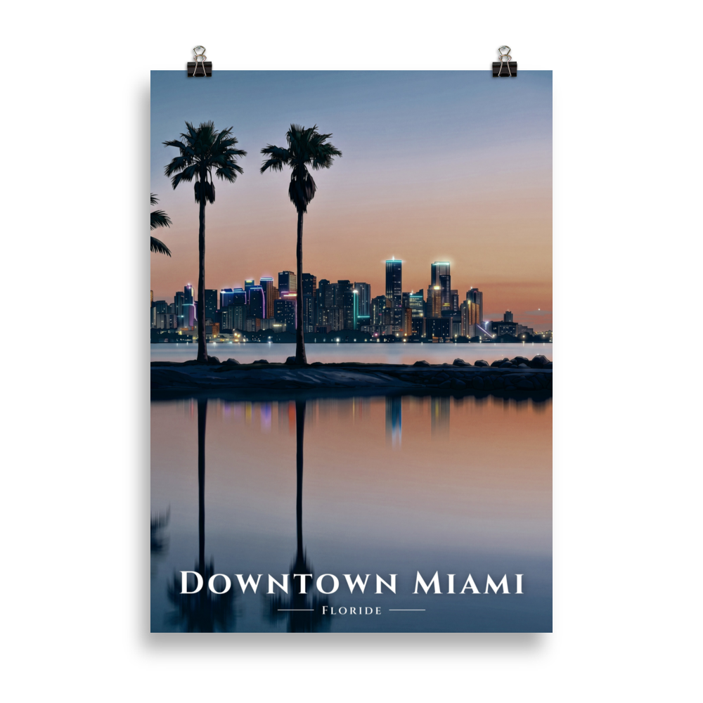 Poster Downtown Miami Sans cadre 50 × 70 cm