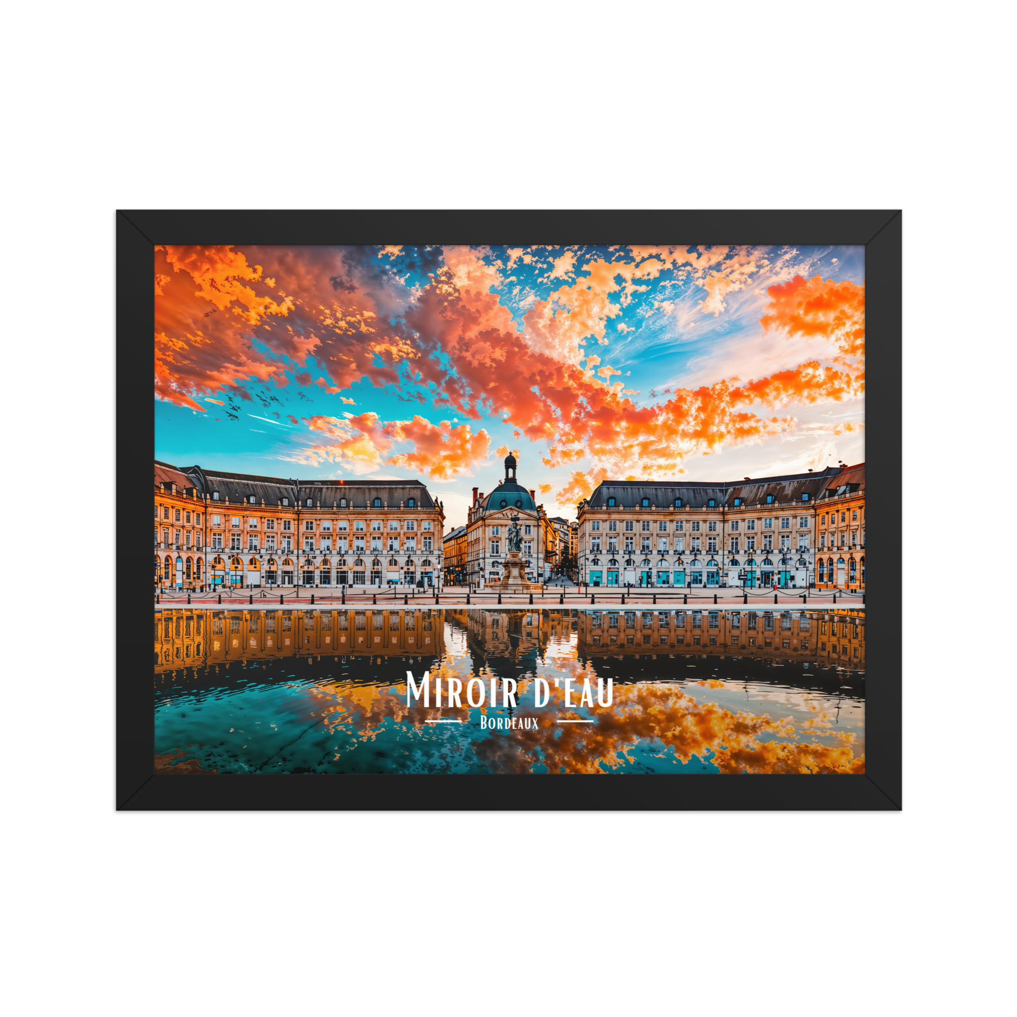 Affiche de Bordeaux Miroir d’eau - Bordeaux 30 × 40 cm / Noir - Univile
