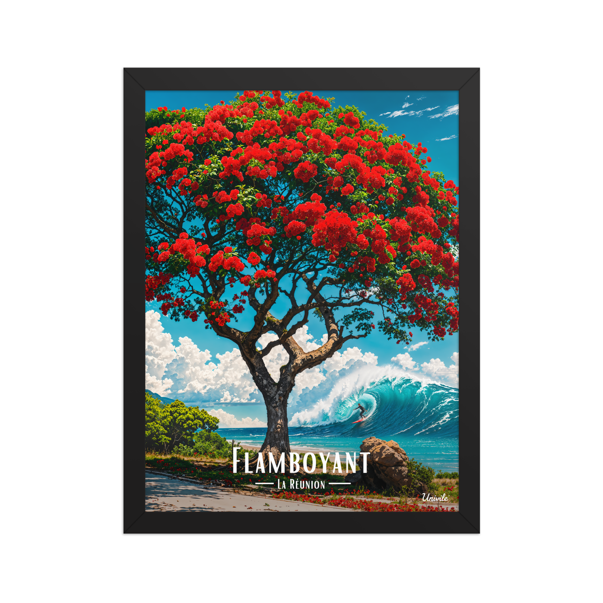 Affiche de La Réunion Flamboyant du Lagon 30 × 40 cm / Noir - Univile La Réunion