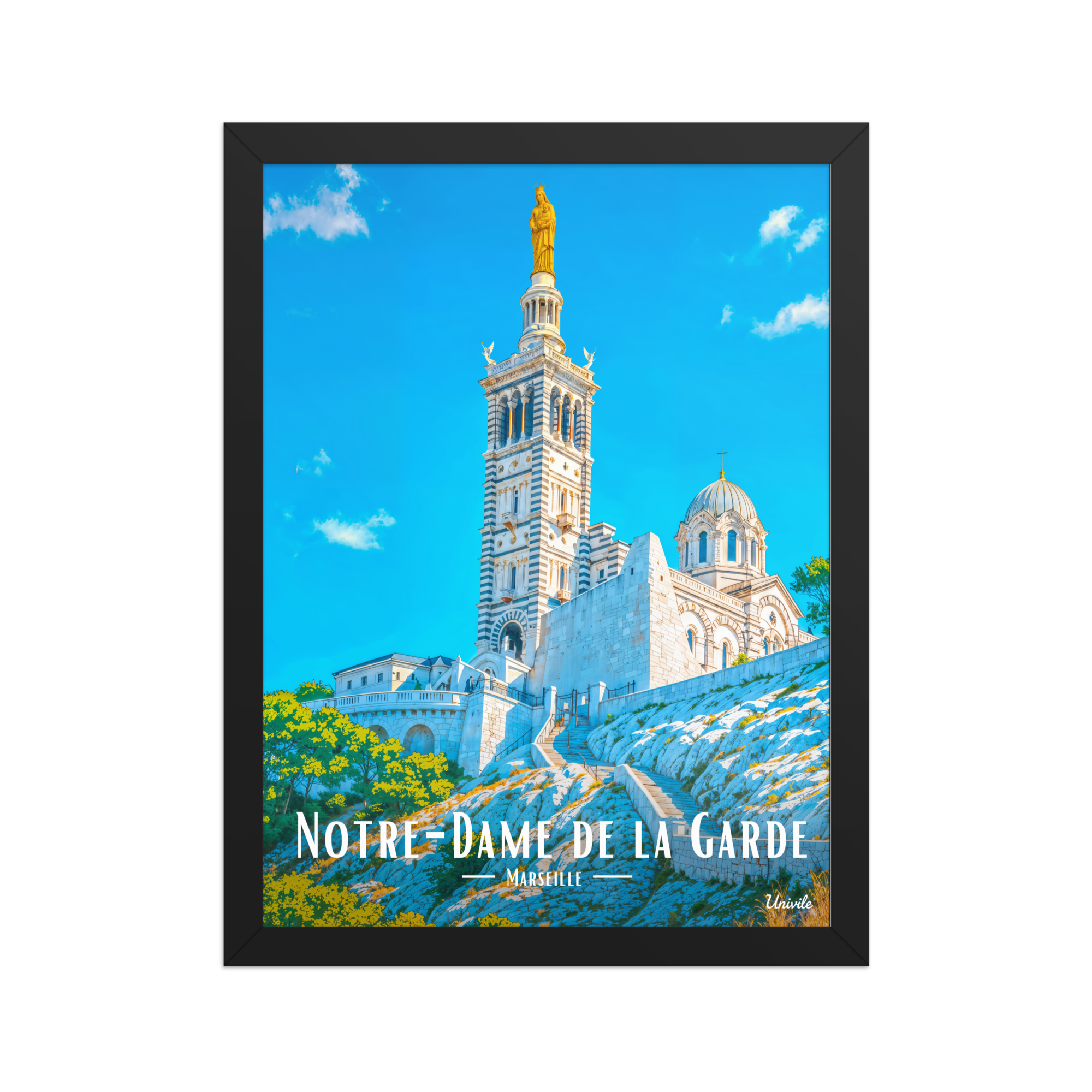 Affiche de Marseille Notre-Dame de la Garde 30 × 40 cm / Noir - Univile