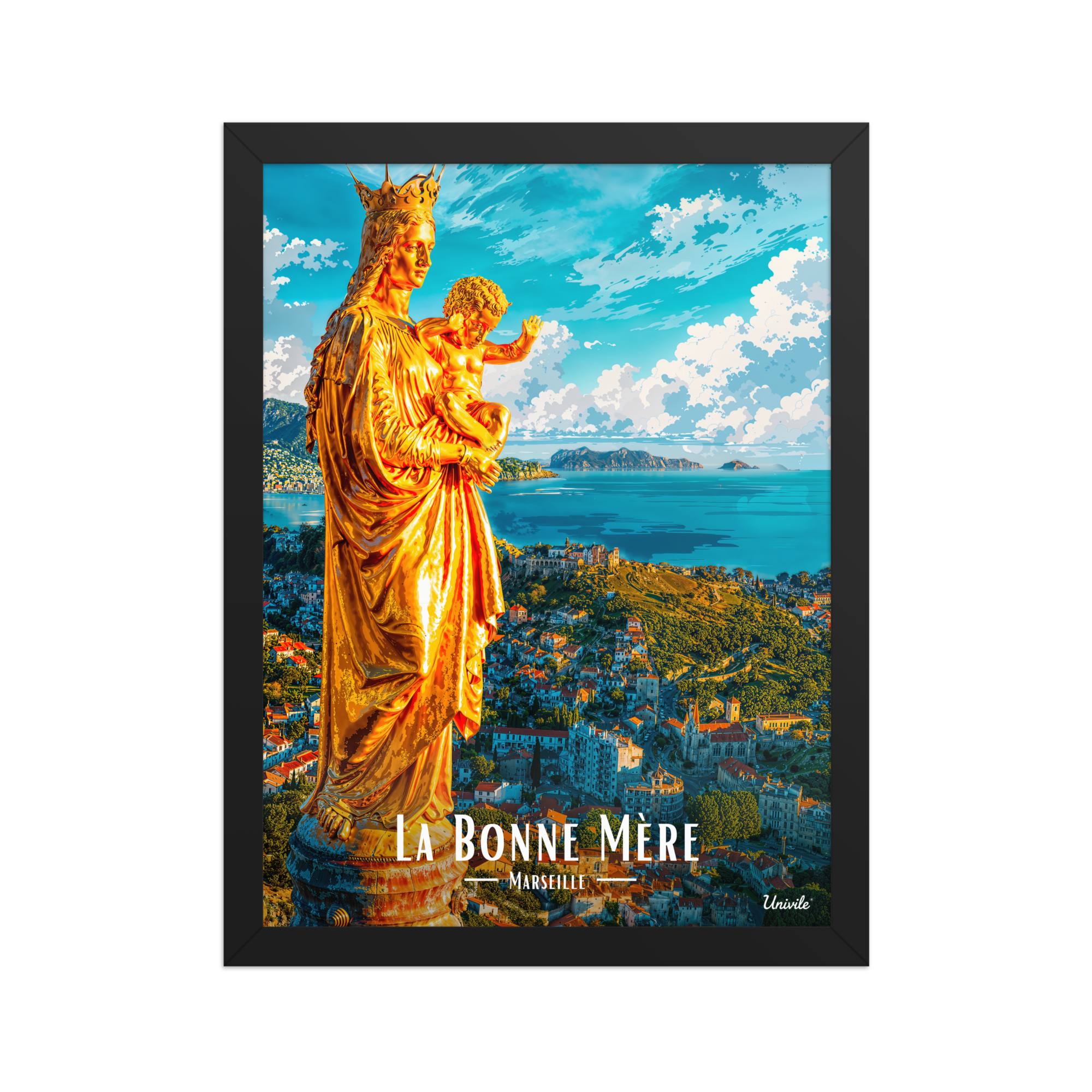 Affiche de Marseille La Bonne Mère 30 × 40 cm / Noir - Univile