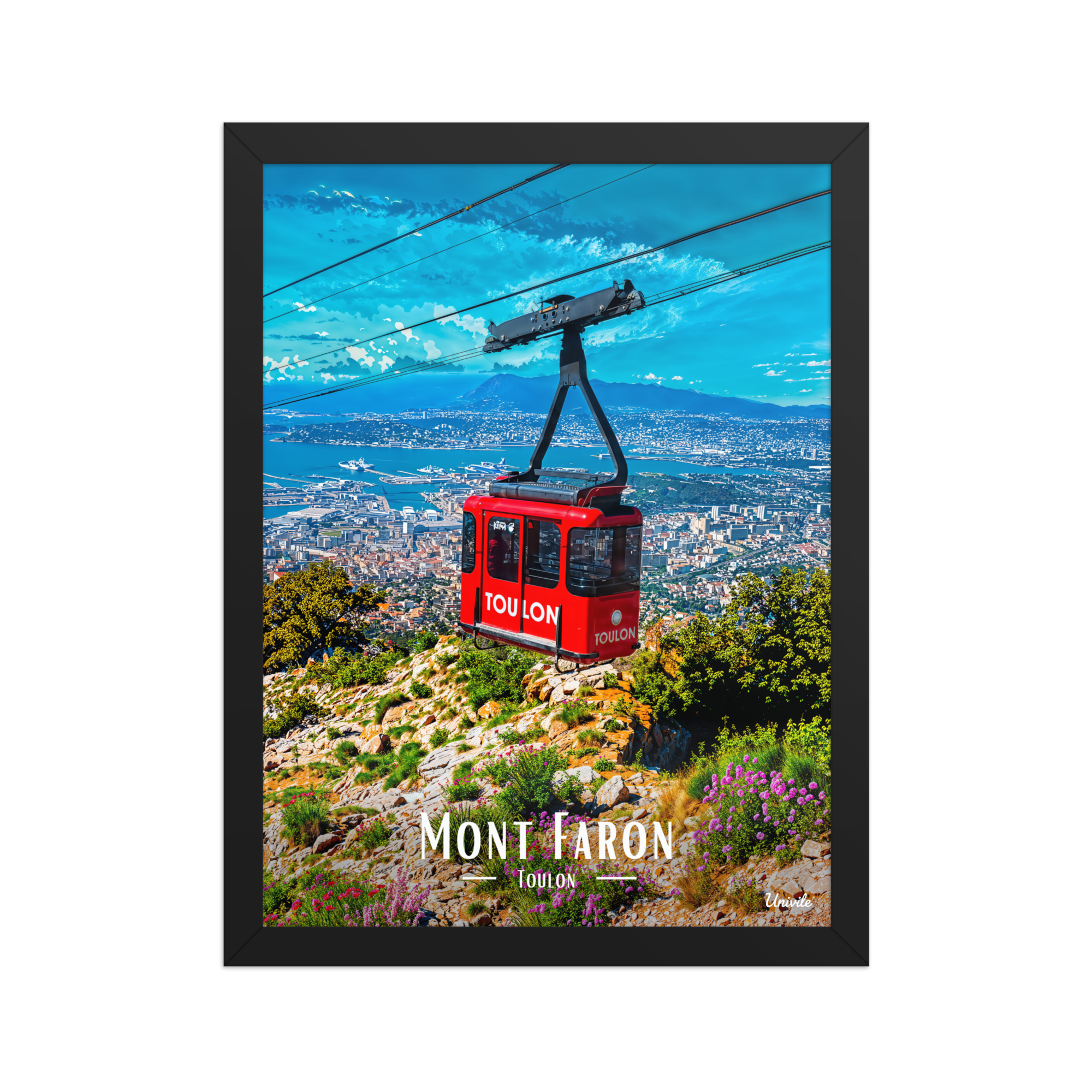 Affiche de Toulon Mont Faron 30 × 40 cm / Noir - Univile