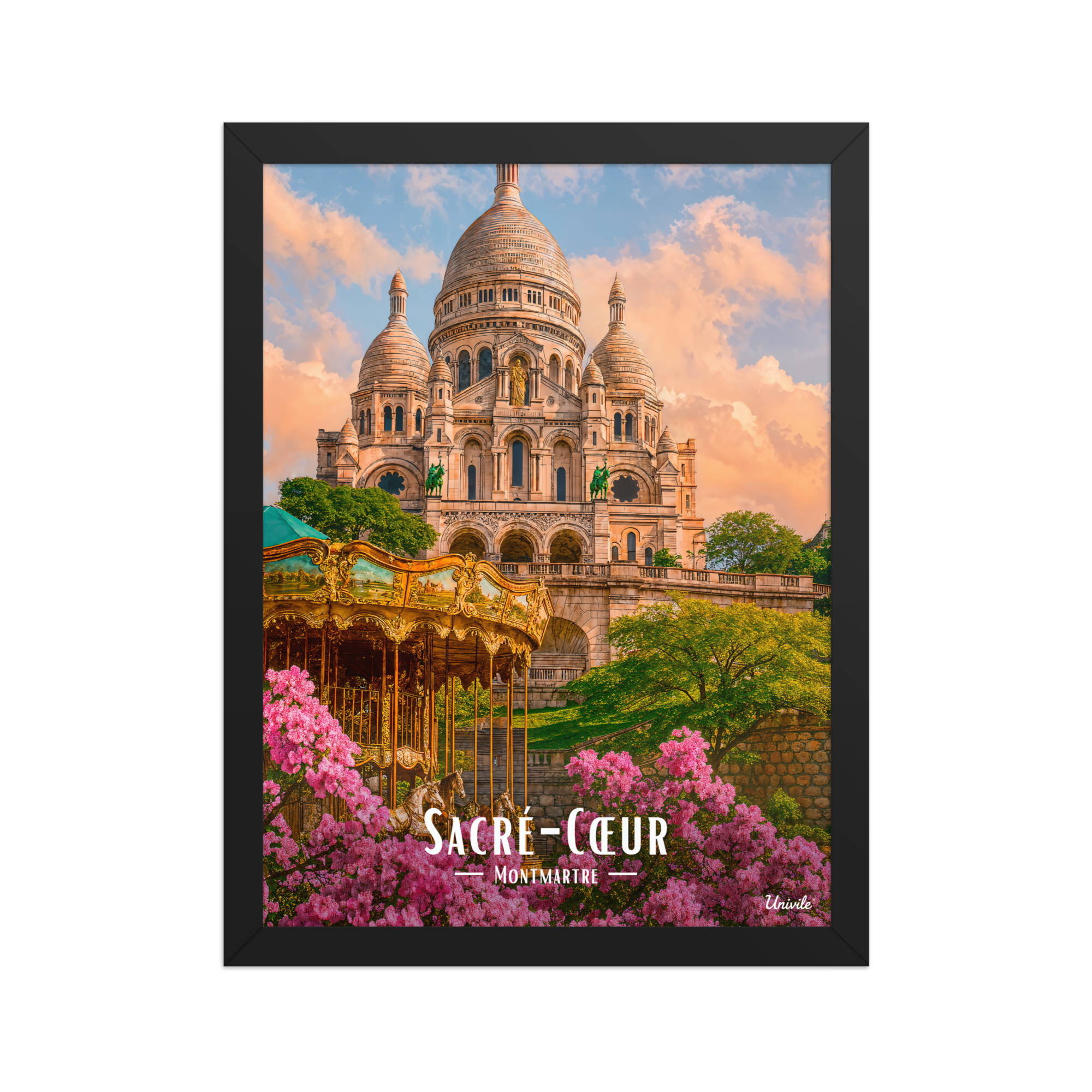 Affiche de Paris Sacré-Cœur – Montmartre 30 × 40 cm / Noir - Univile