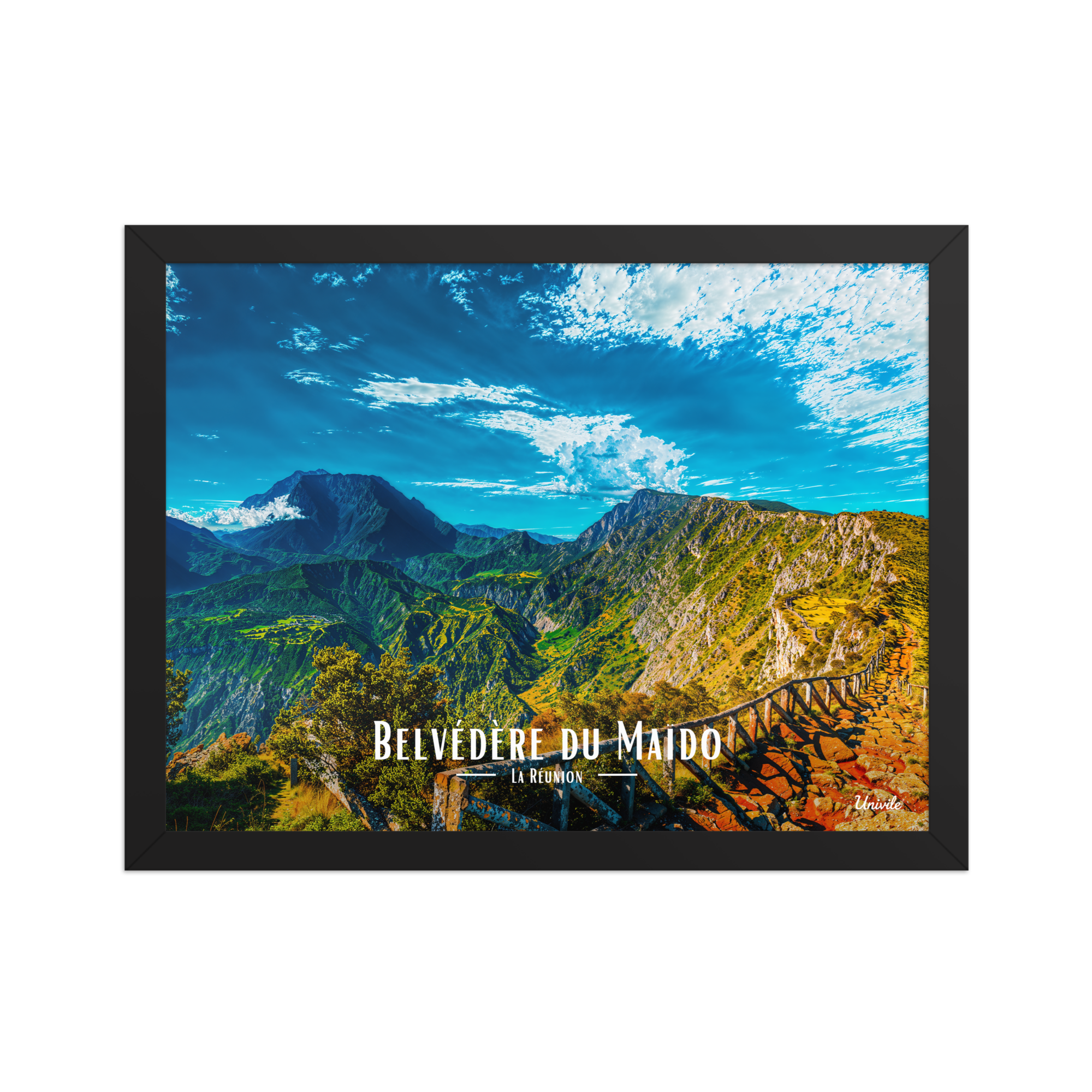 Affiche de la Réunion Belvédère du Maïdo horizontal 30 × 40 cm / Noir - Univile