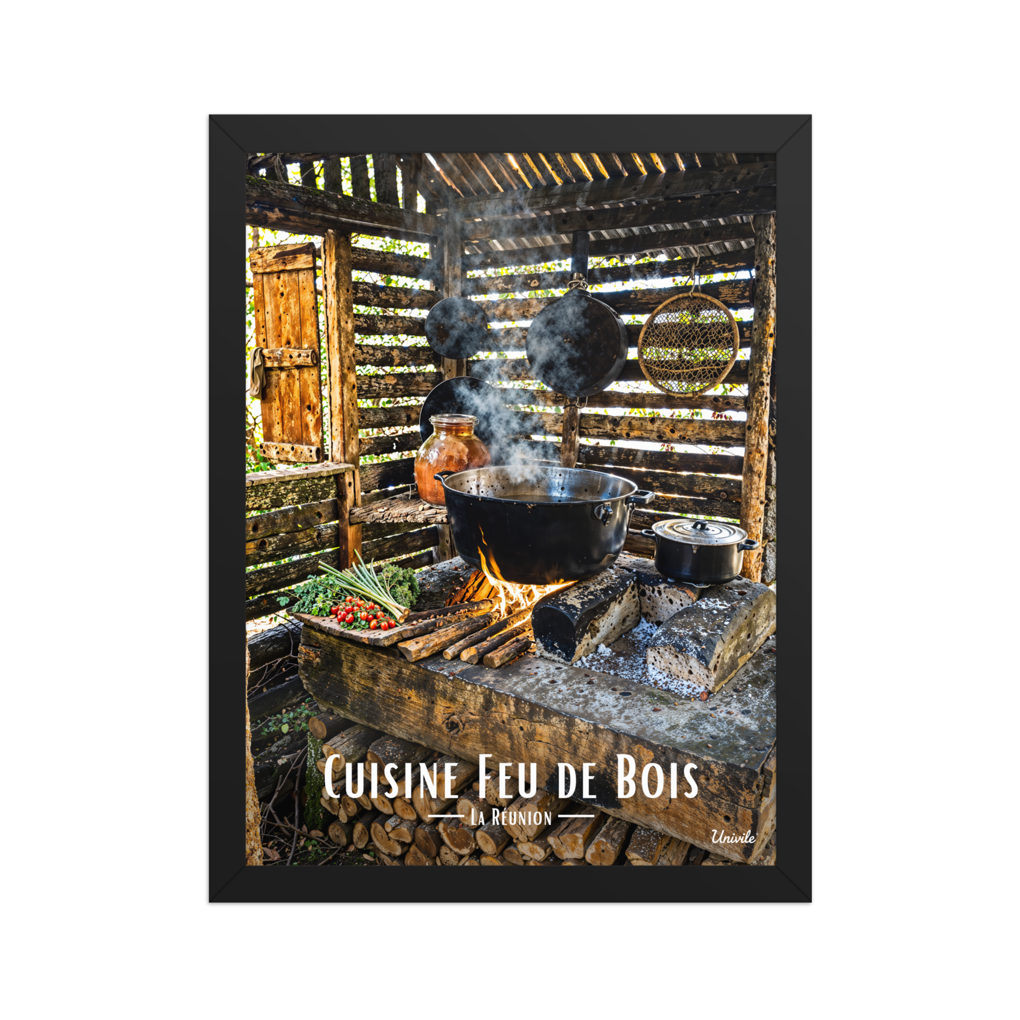Affiche de la Réunion Cuisine Feu de Bois 30 × 40 cm / Noir - Univile