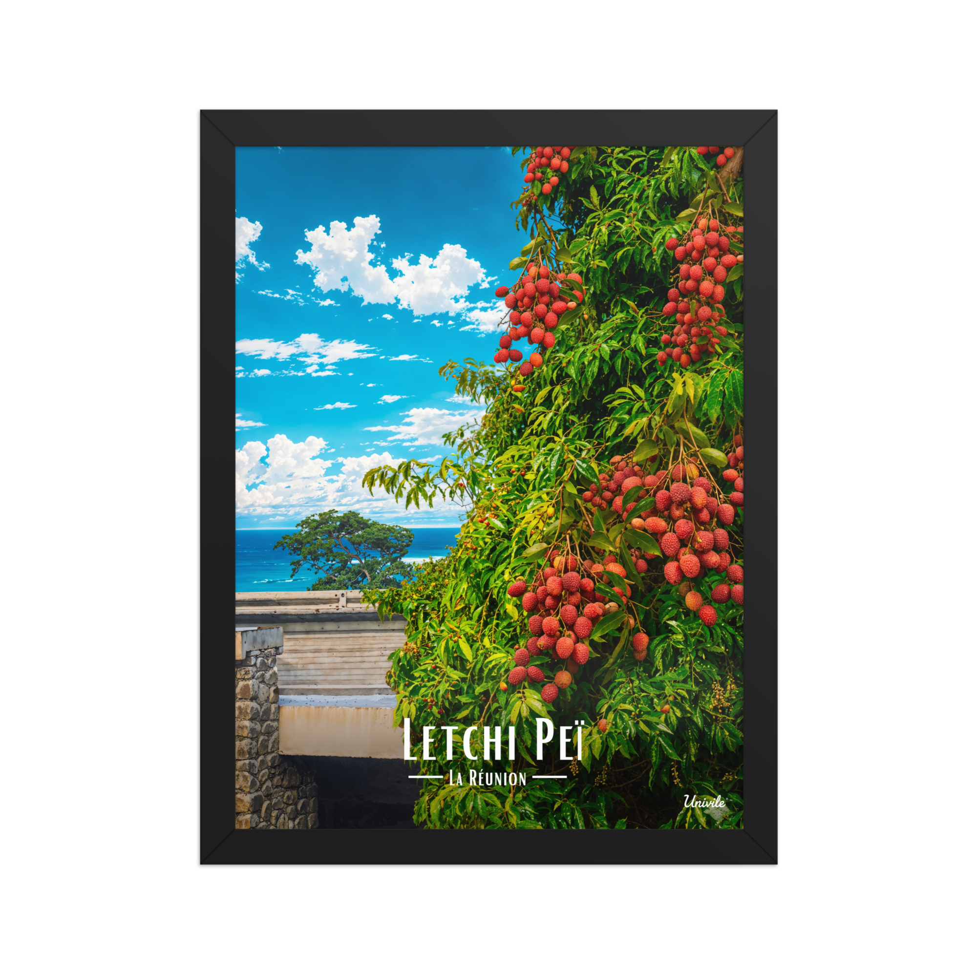 Affiche de la Réunion Letchi Péi 30 × 40 cm / Noir - Univile