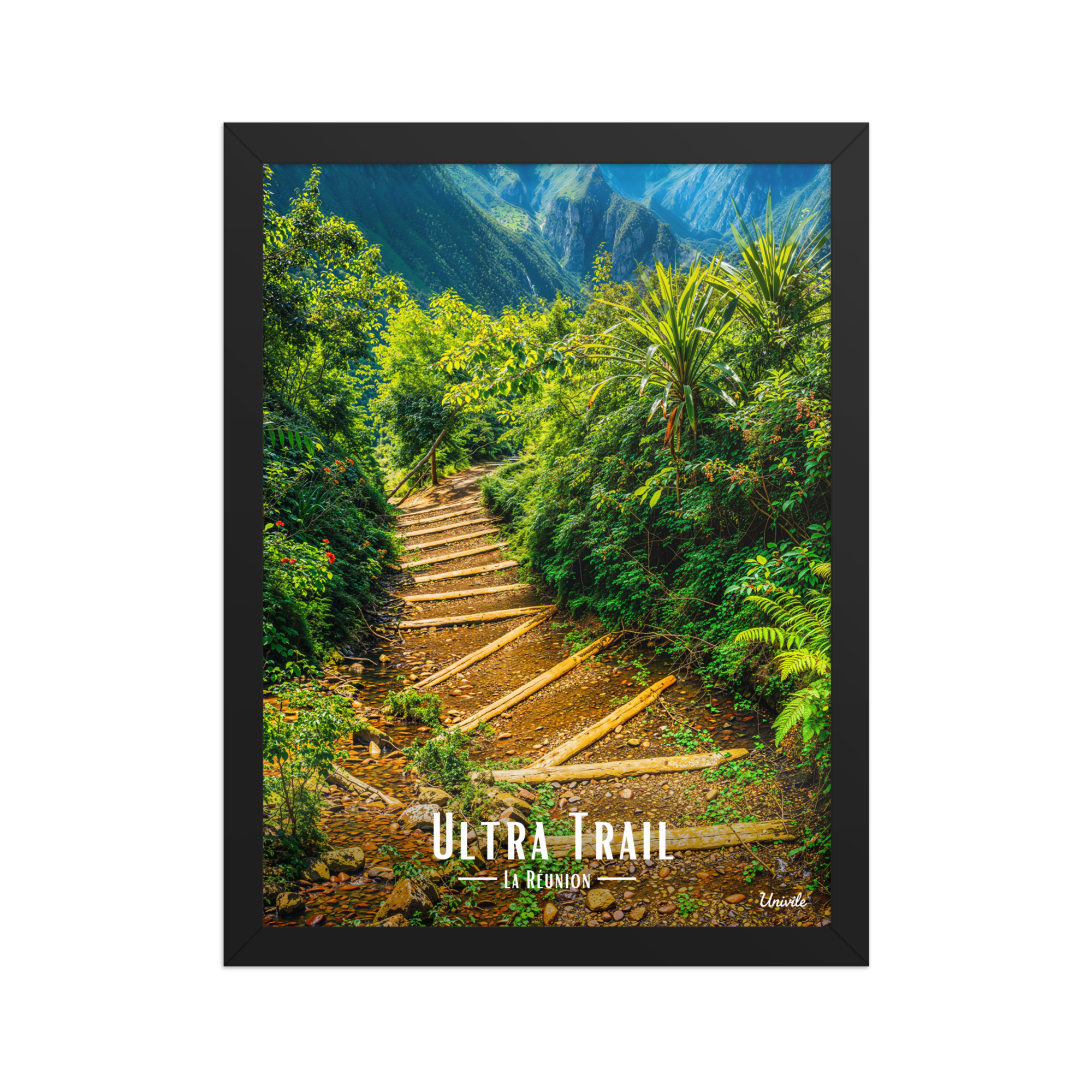 Affiche de la Réunion Ultra Trail 30 × 40 cm / Noir - Univile