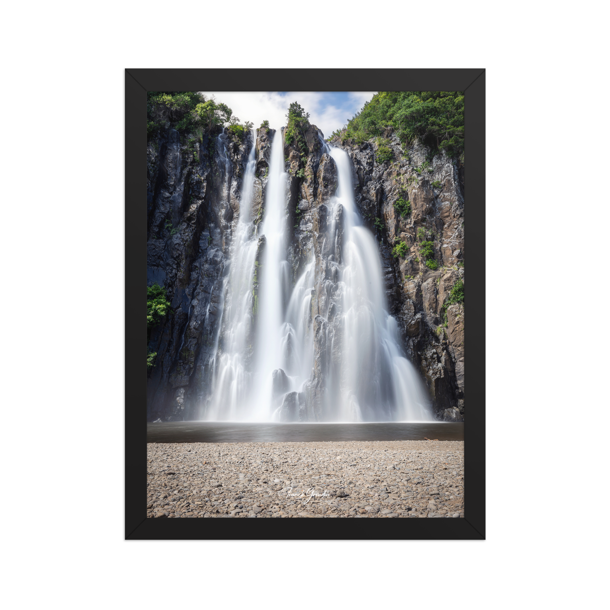 Affiche de La Réunion Cascade Niagara 30 × 40 cm / Noir - Univile La Réunion