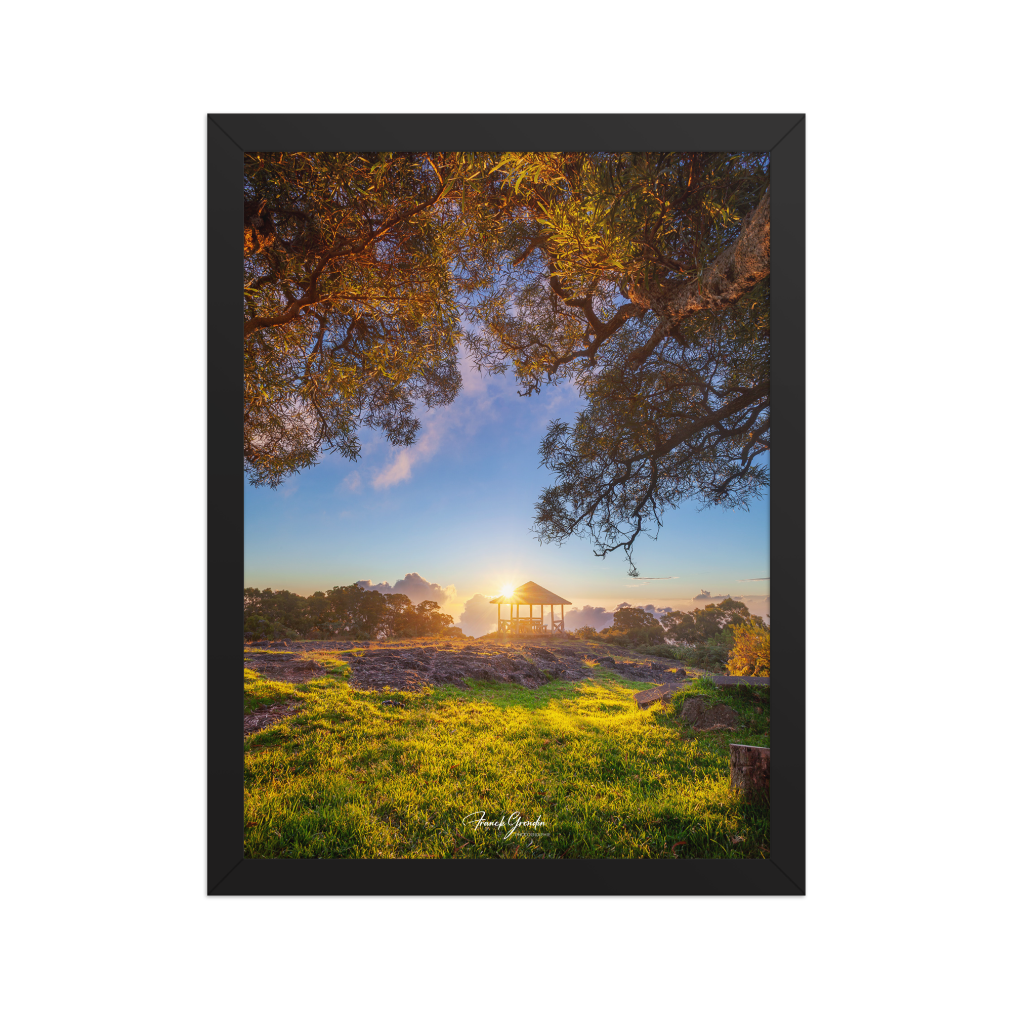 Affiche de La Réunion Sunset Kiosque Maïdo 30×40 cm / Noir - Univile La Réunion