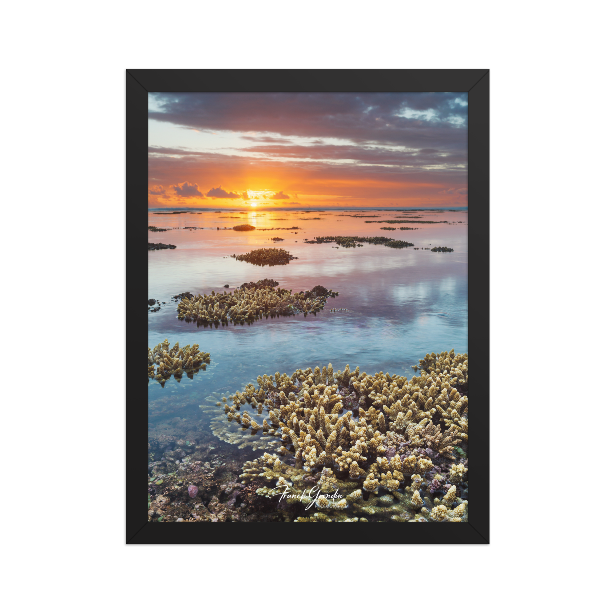 Affiche de La Réunion Sunset du récif 30 × 40 cm / Noir - Univile La Réunion