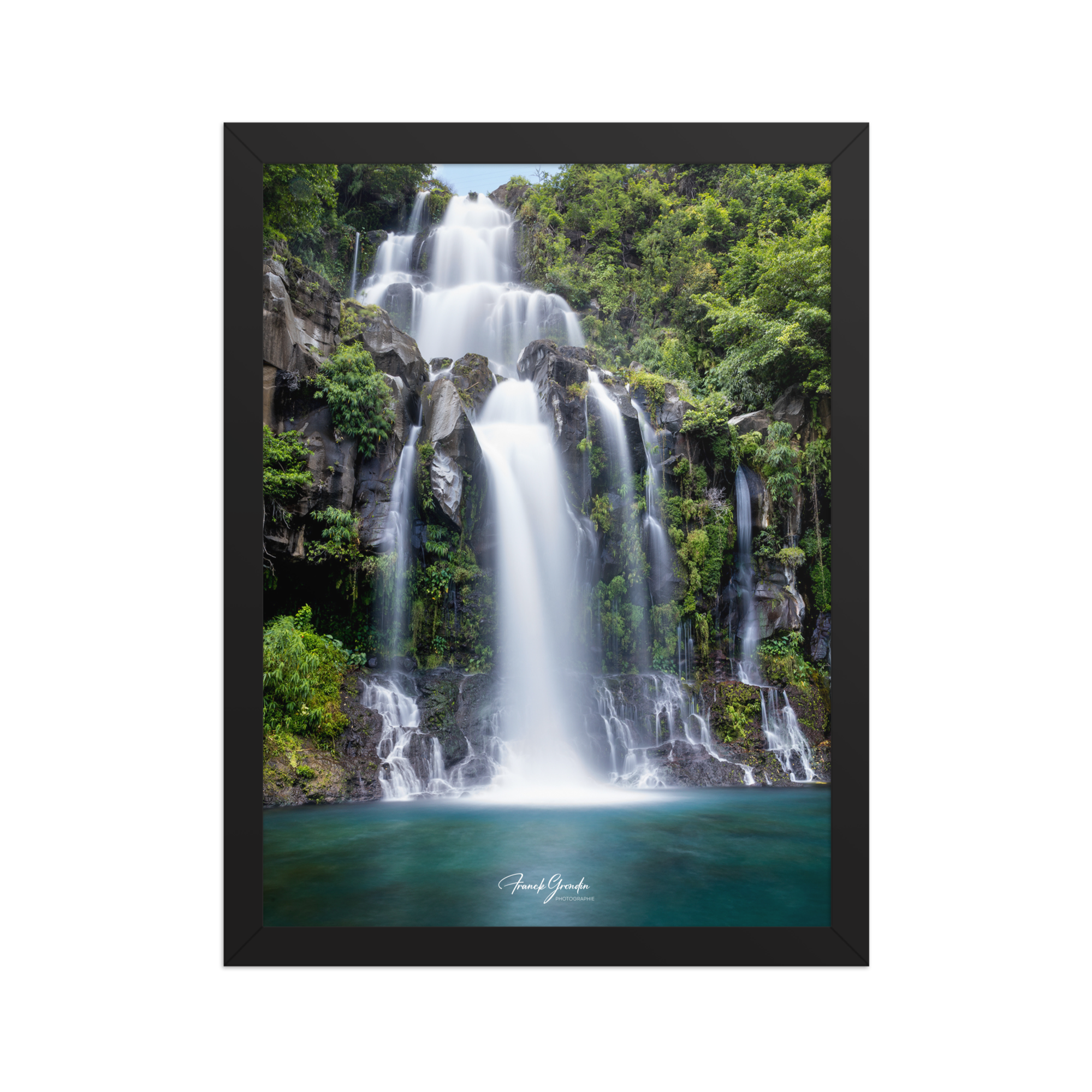 Affiche de La Réunion Cascade des Aigrettes 30 × 40 cm / Noir - Univile La Réunion