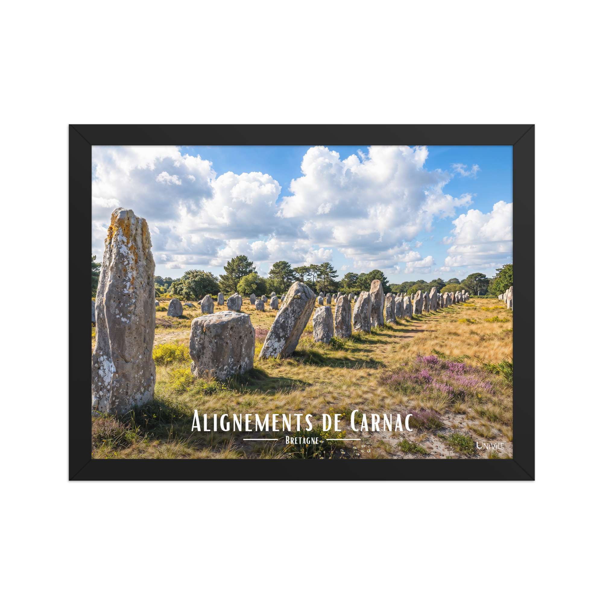 Affiche de Bretagne Alignements de Carnac 30 × 40 cm / Noir - Univile Bretagne