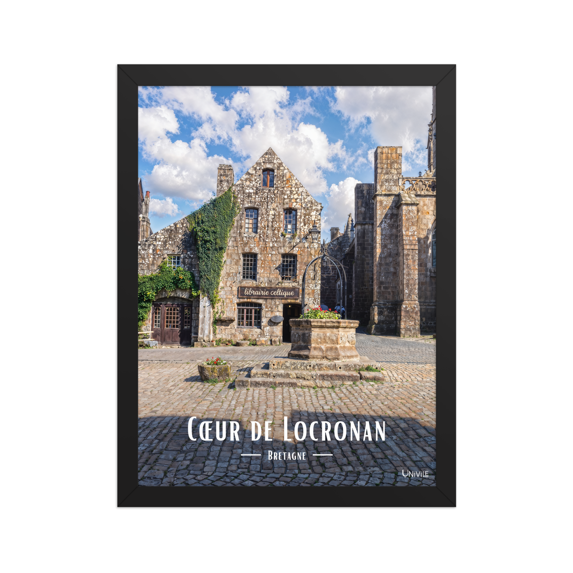 Affiche de Bretagne Cœur de Locronan 30×40 cm / Noir - Univile Bretagne