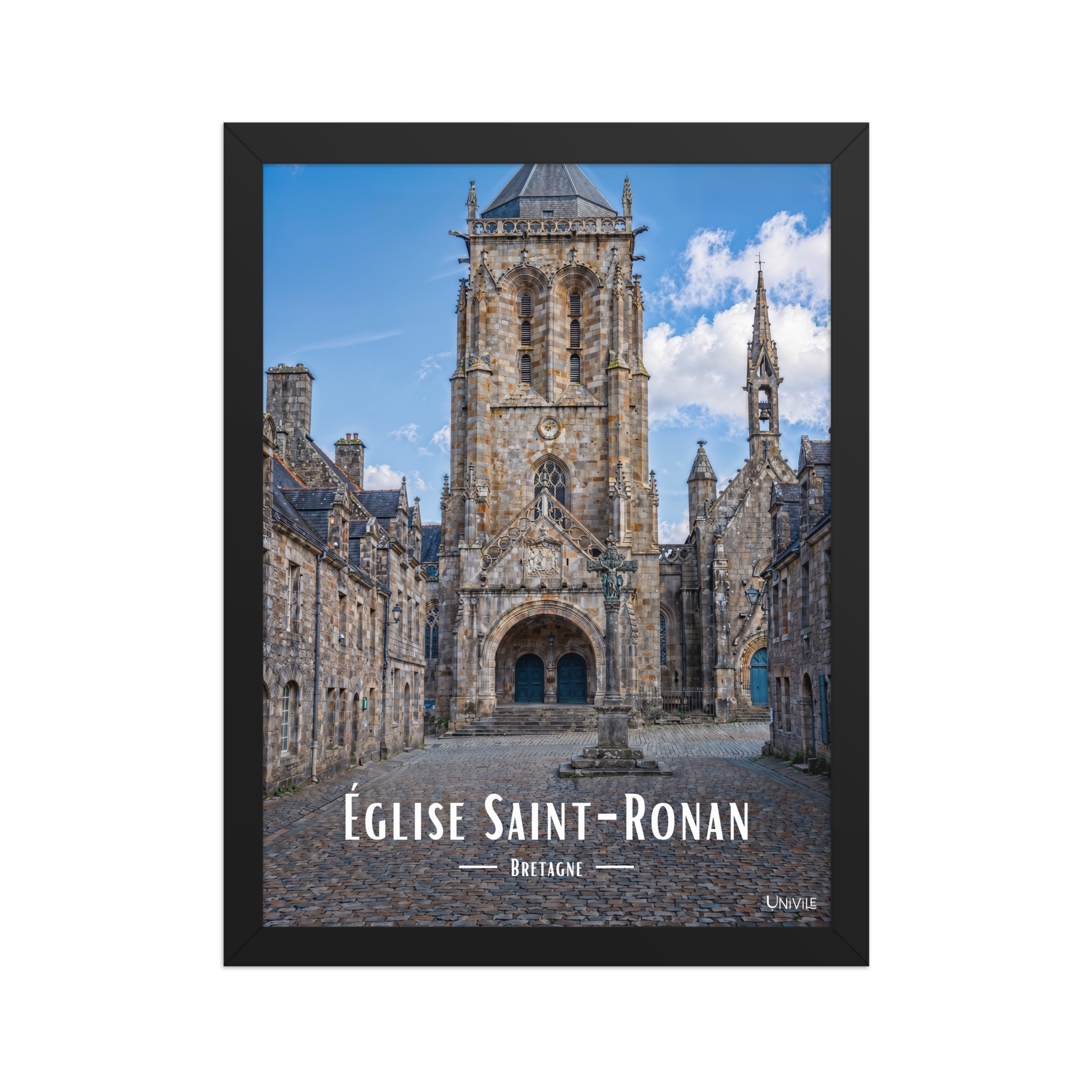 Affiche de Bretagne Église Saint-Ronan 30×40 cm / Noir - Univile Bretagne