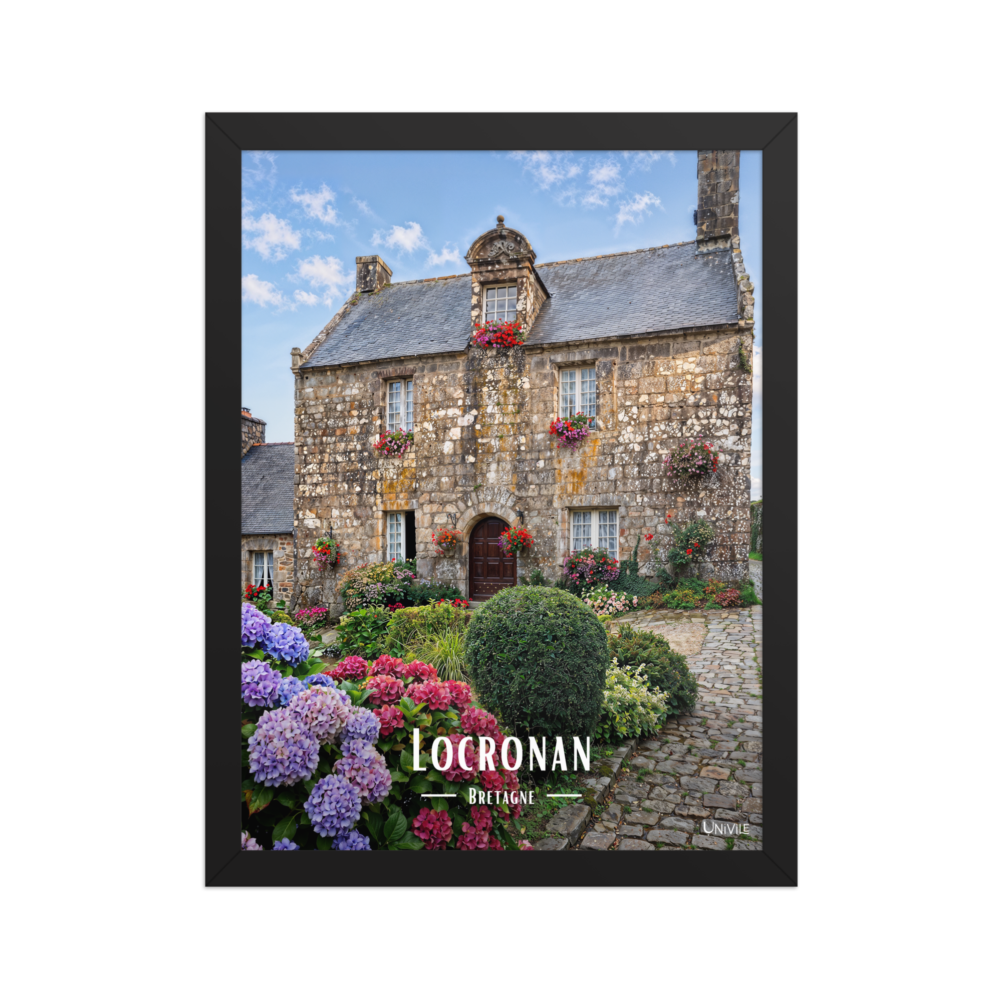 Affiche de Bretagne Locronan 30 × 40 cm / Noir - Univile Bretagne