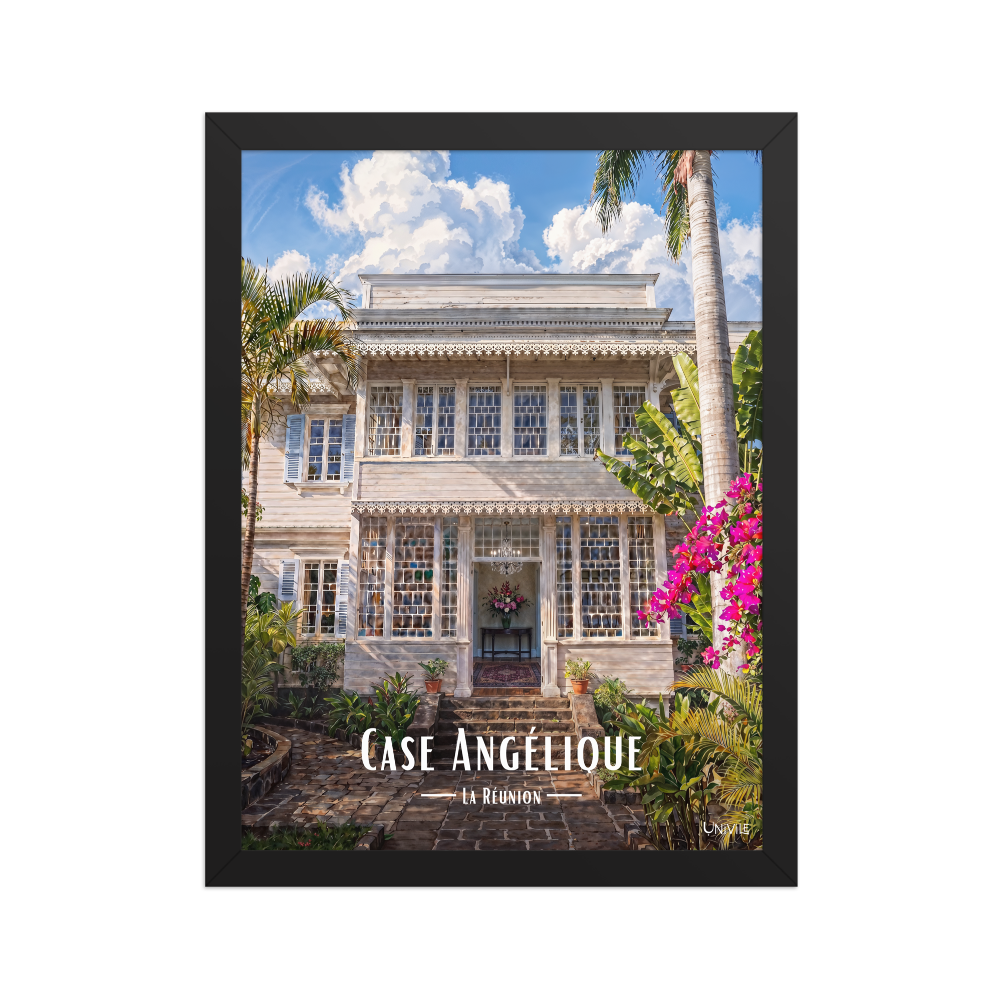 Affiche de La Réunion Case Angélique 30 × 40 cm / Noir - Univile La Réunion