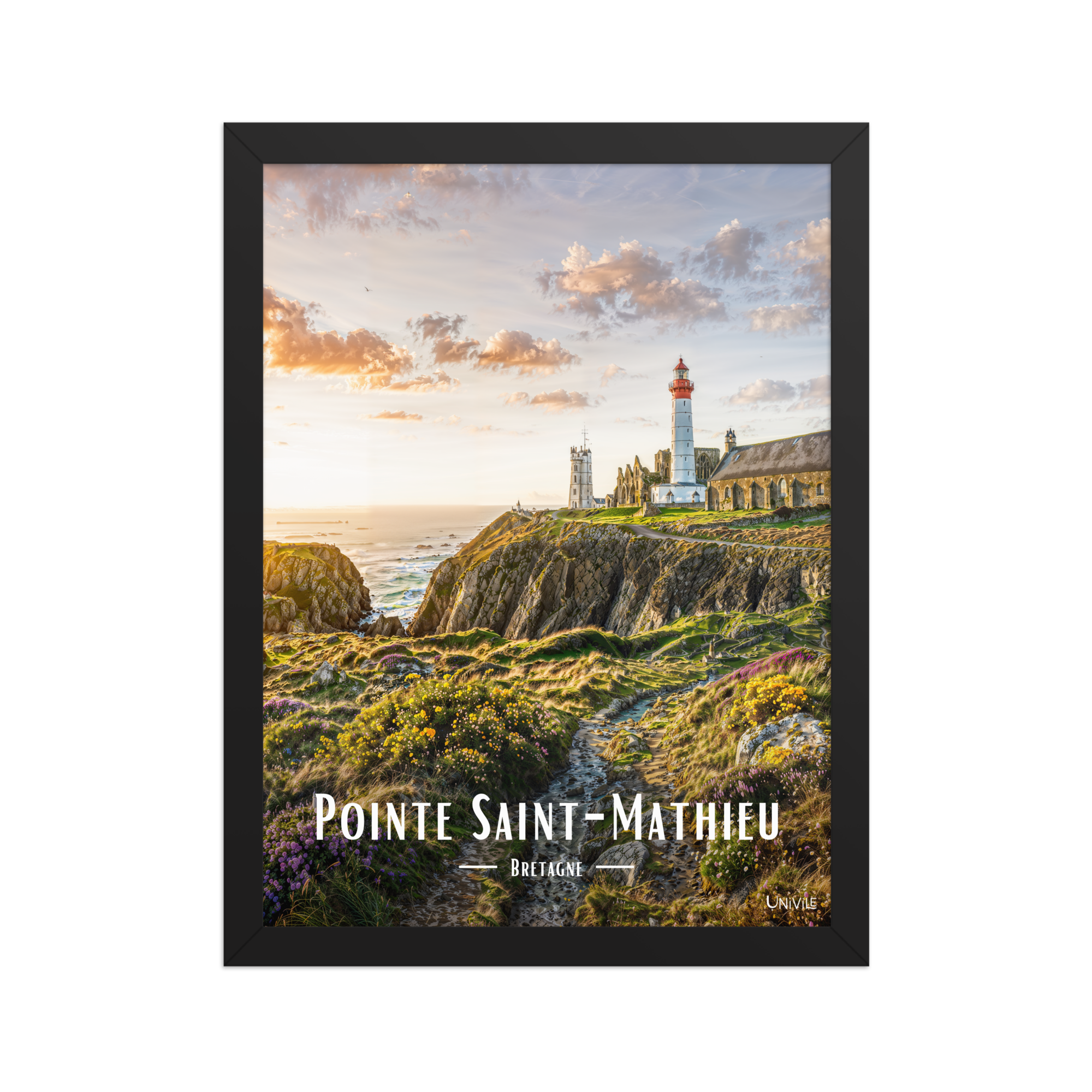 Affiche de Bretagne Pointe Saint-Mathieu 30 × 40 cm / Noir - Univile Bretagne