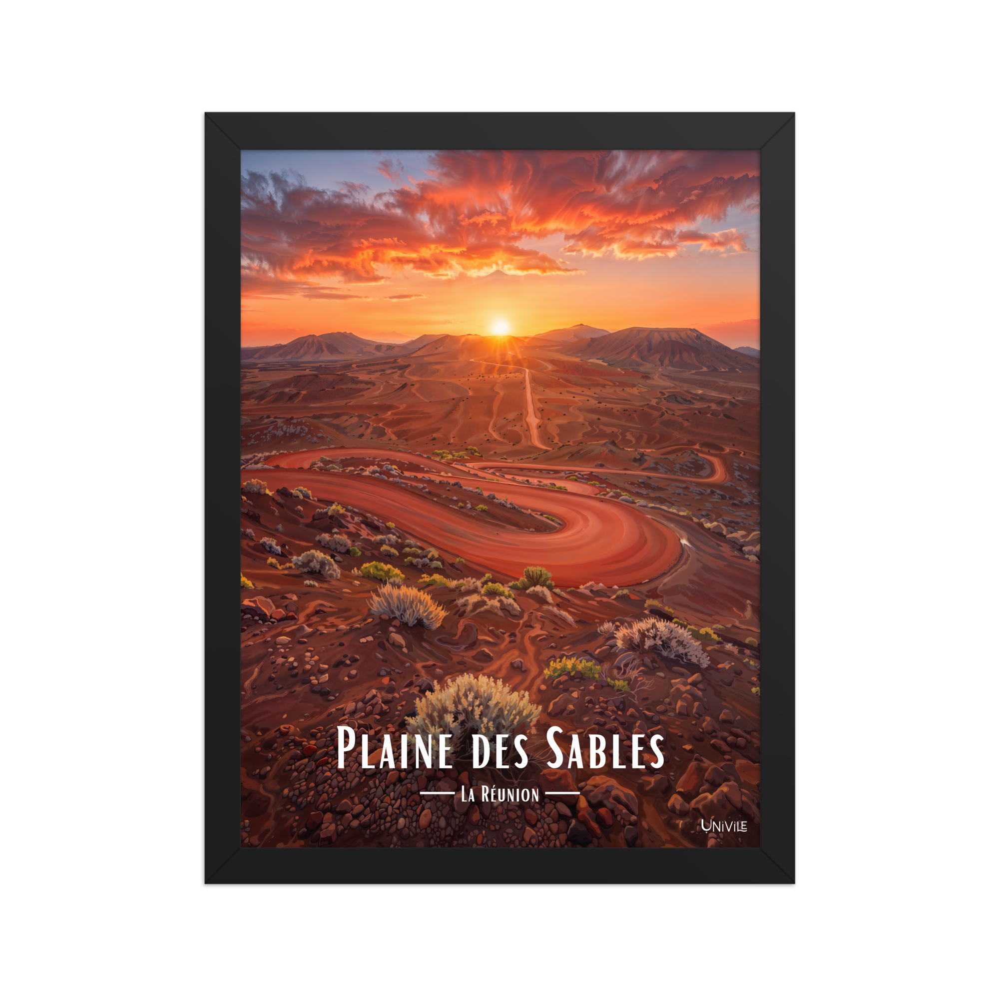 Affiche de La Réunion Plaine des Sables 30 × 40 cm / Noir - Univile La Réunion