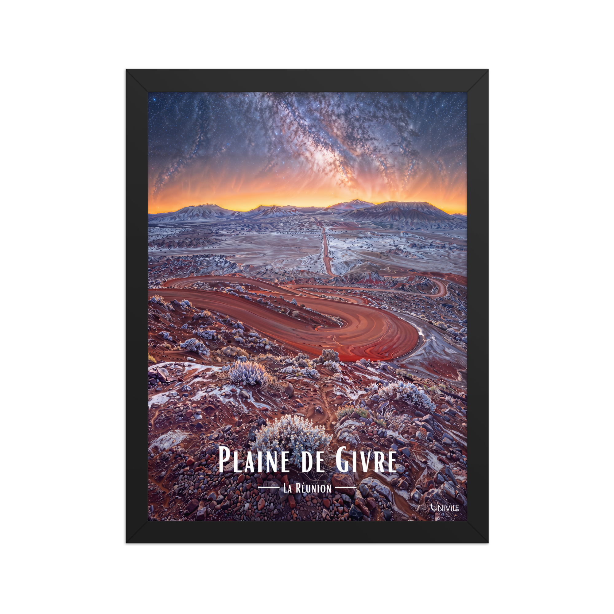 Affiche de La Réunion Plaine de Givre 30 × 40 cm / Noir - Univile La Réunion
