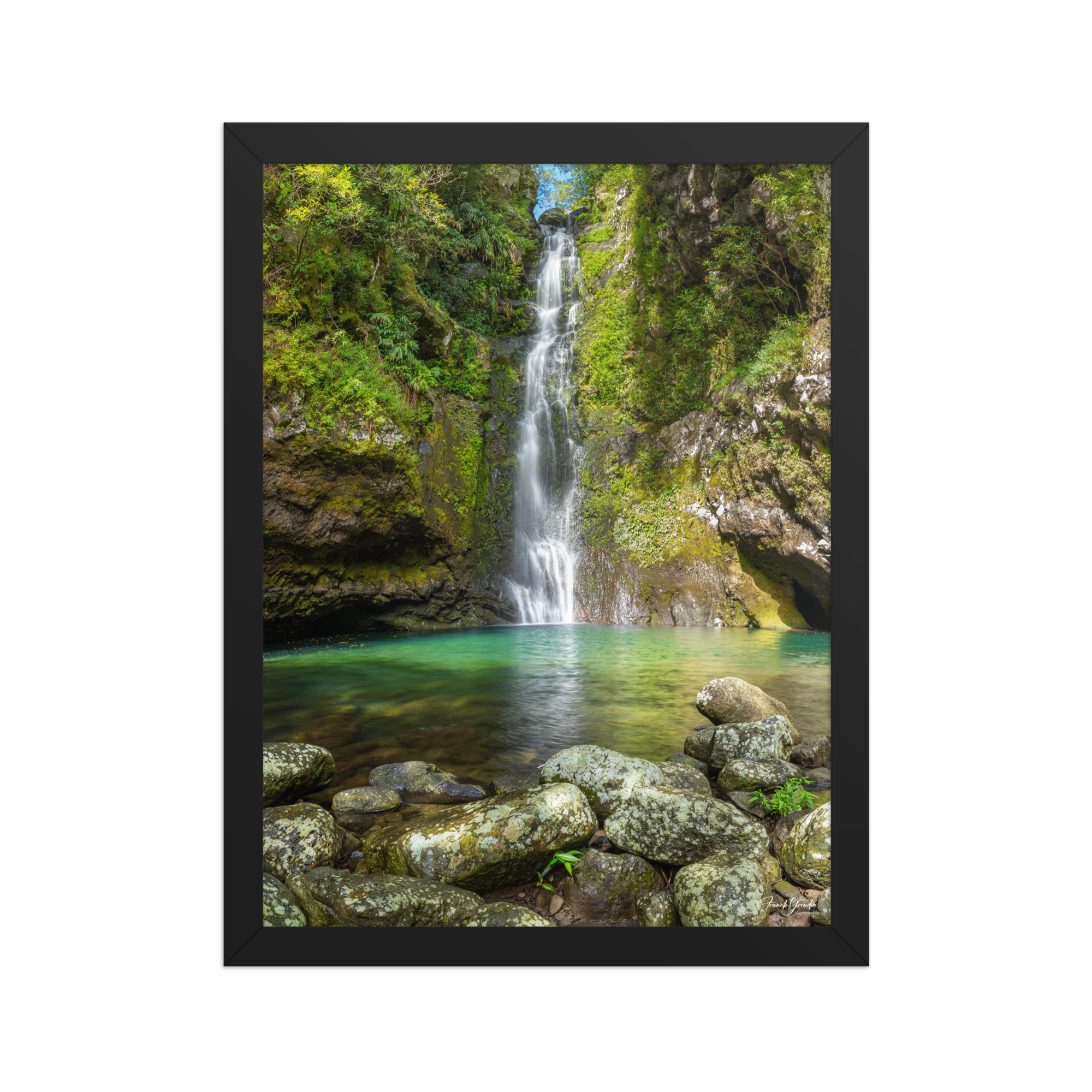 Affiche de La Réunion Cascade du Bassin Chouchou 30 × 40 cm / Noir - photographie Franck Grondin