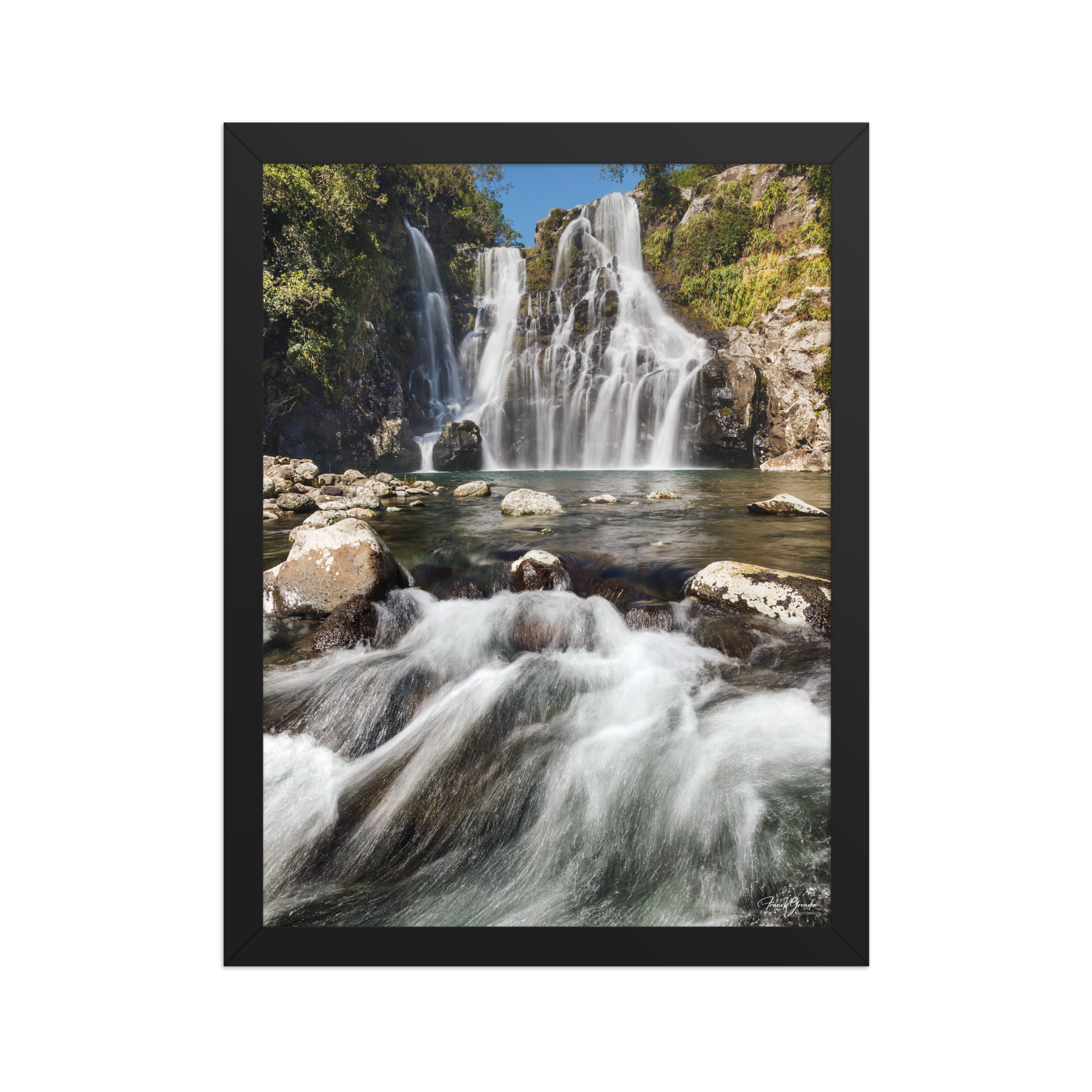 Affiche de La Réunion Cascade du Bassin Carrosse 30 × 40 cm / Noir - photographie Franck Grondin