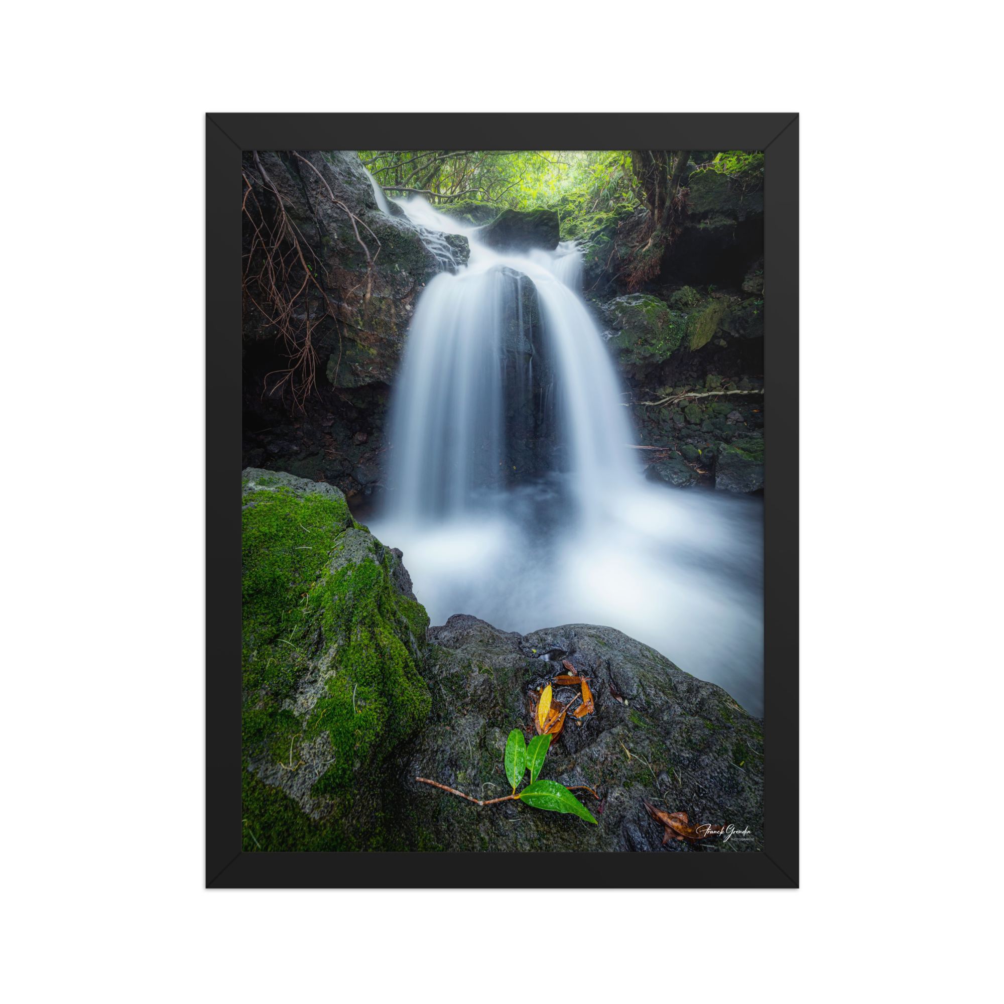 Affiche de La Réunion Cascade du Pont Rouge, Le Tremblet 30 × 40 cm / Noir - photographie Franck Grondin
