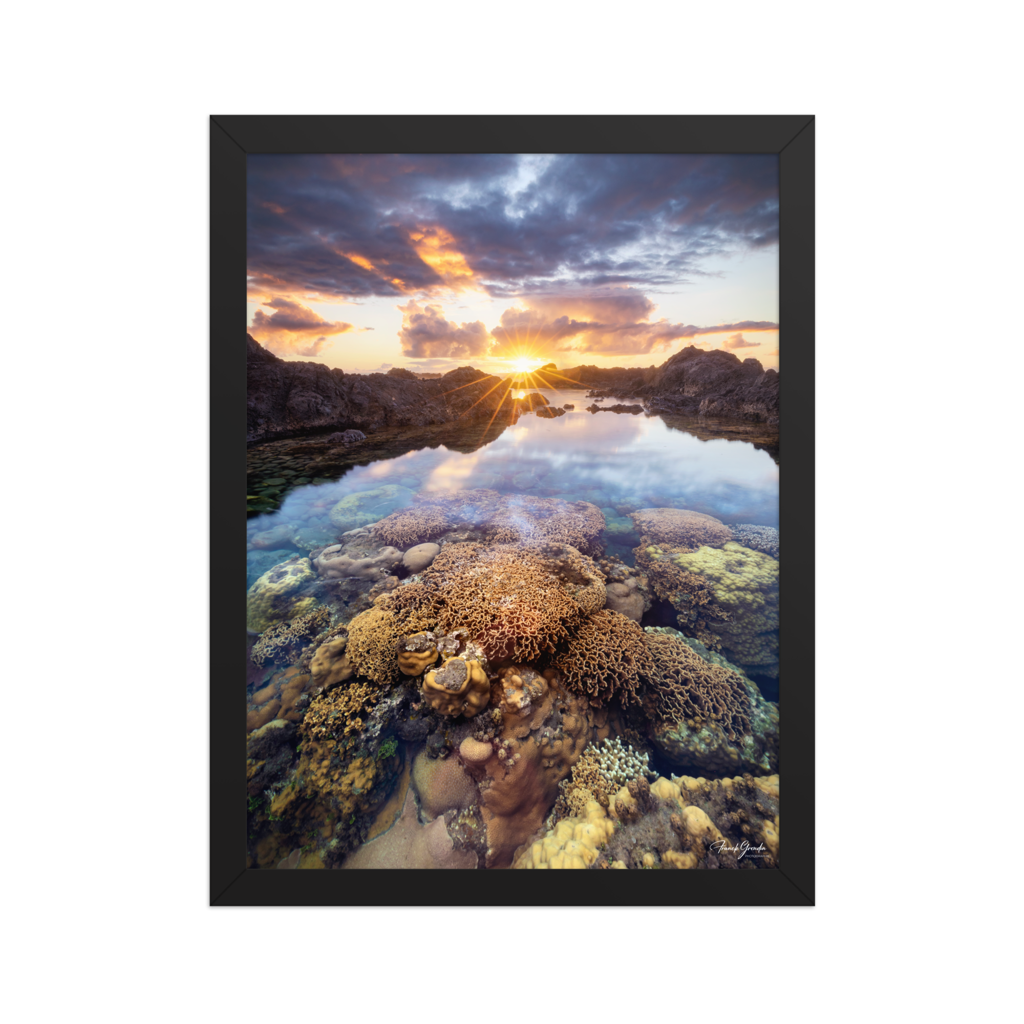 Affiche de La Réunion Coraux de la Souris Blanche 30 × 40 cm / Noir - photographie Franck Grondin