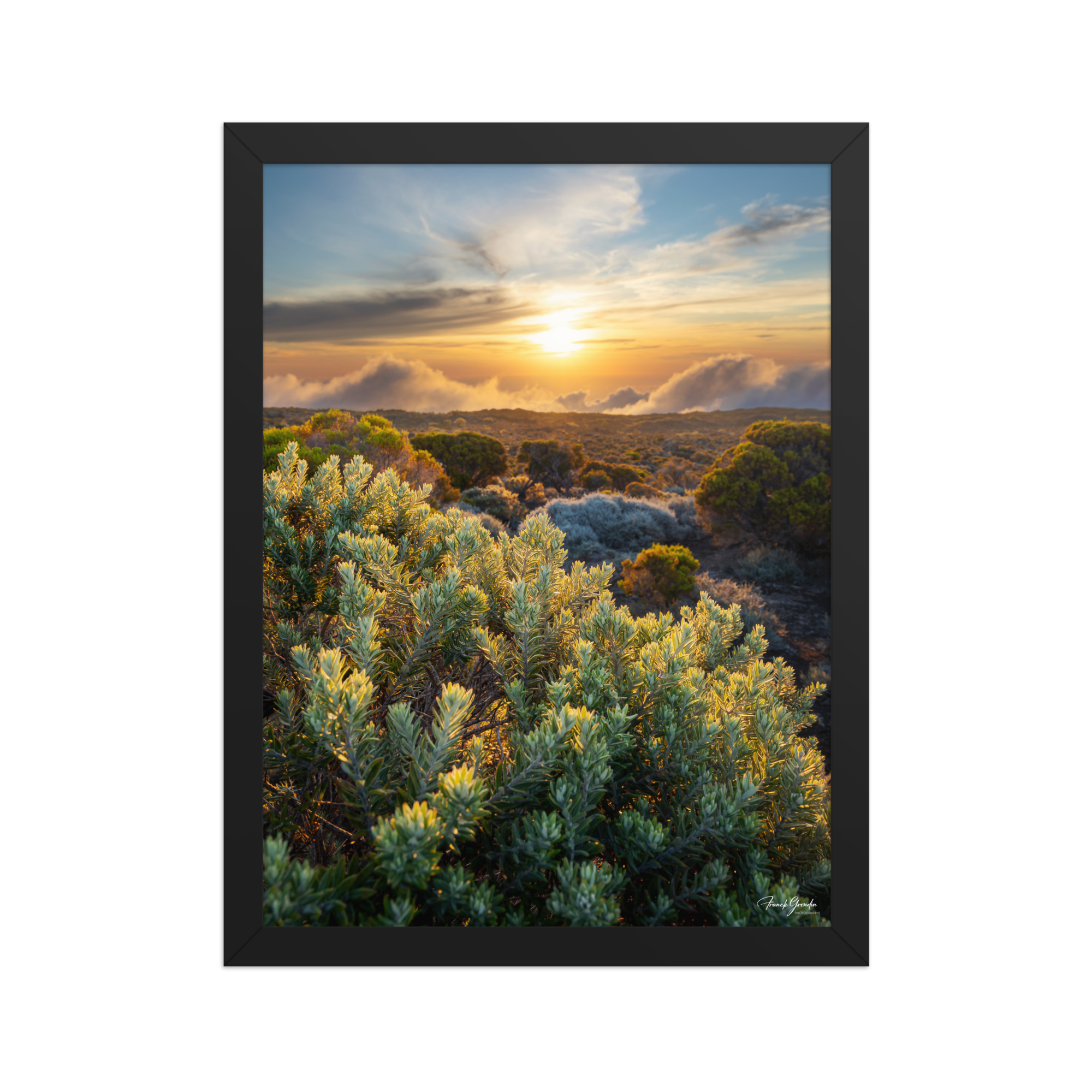 Affiche de La Réunion Crépuscule sur le Pas des Sables 30 × 40 cm / Noir - photographie Franck Grondin