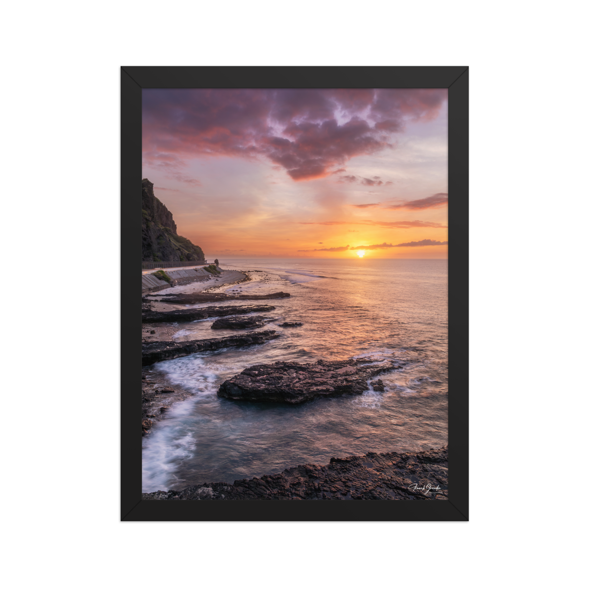 Affiche de La Réunion Crépuscule au Cap Champagne 30 × 40 cm / Noir - photographie Franck Grondin