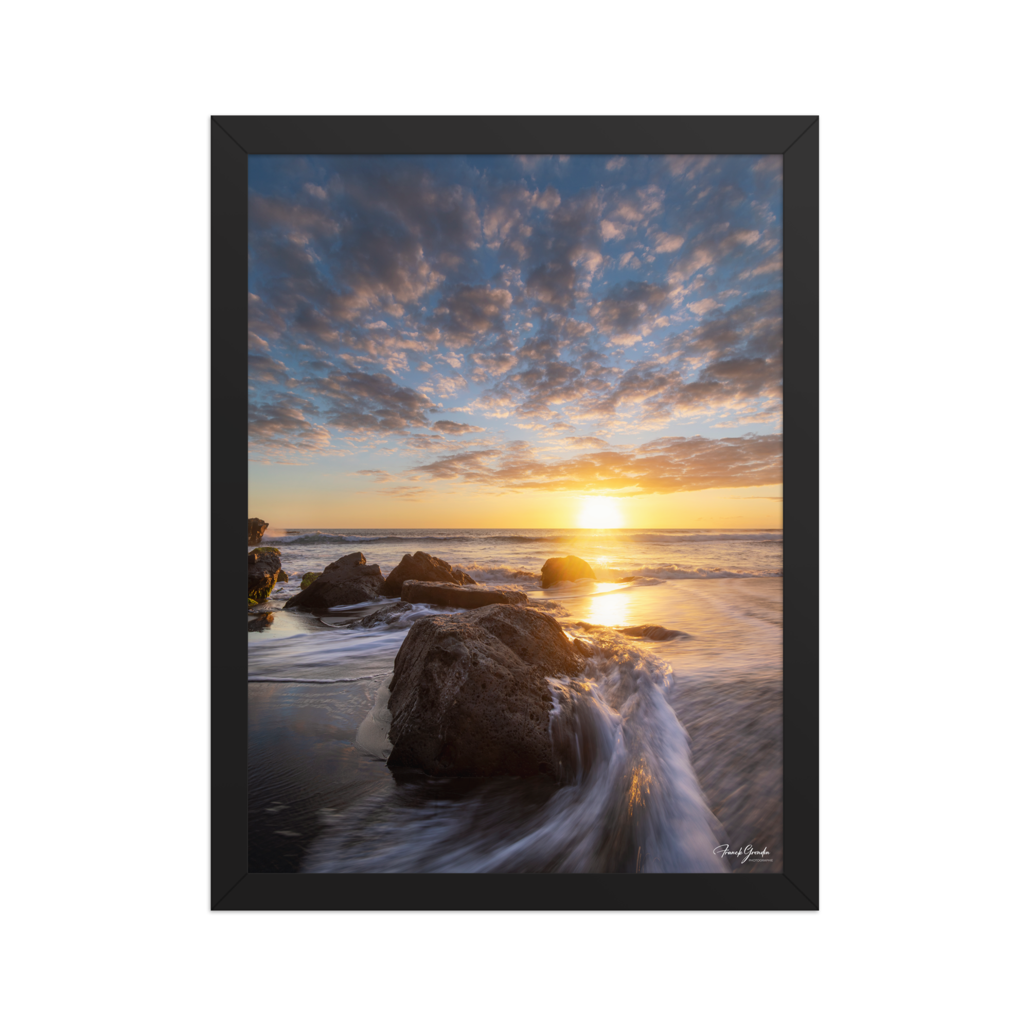 Affiche de La Réunion Coucher de Soleil à la Pointe du Diable 30 × 40 cm / Noir - photographie Franck Grondin