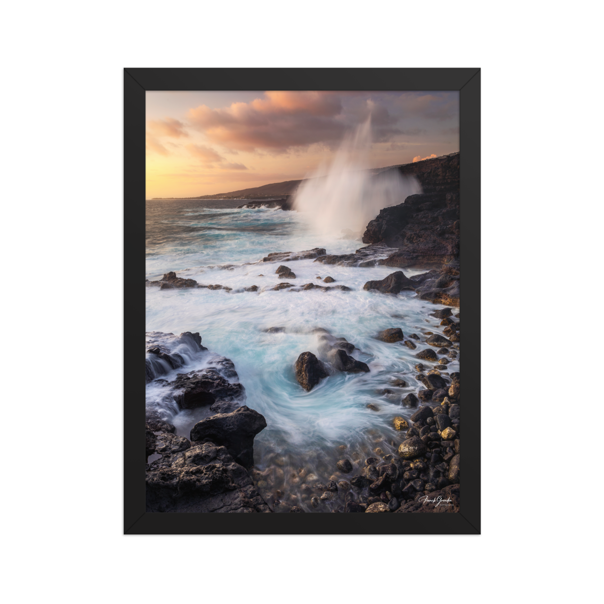 Affiche de La Réunion Coucher de Soleil à la Pointe des Châteaux 30 × 40 cm / Noir - photographie Franck Grondin
