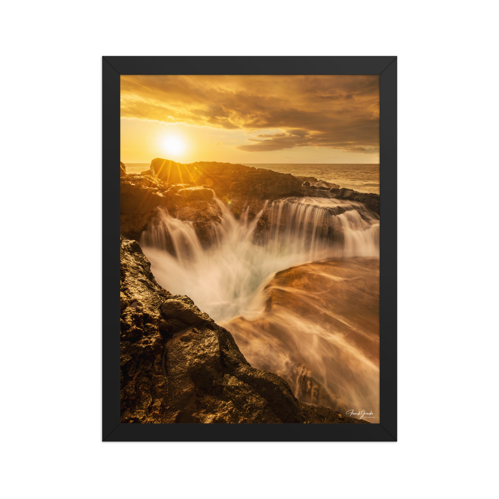 Affiche de La Réunion Le Souffleur de la Pointe des Châteaux 30 × 40 cm / Noir - photographie Franck Grondin