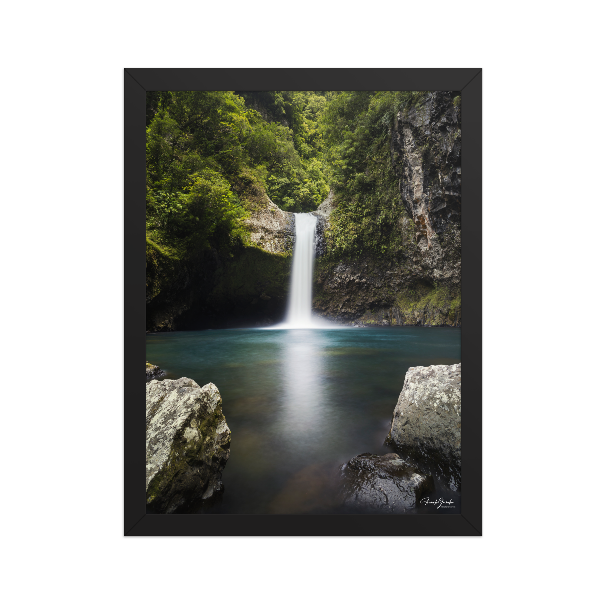 Affiche de La Réunion Cascade de Takamaka 30 × 40 cm / Noir - photographie Franck Grondin