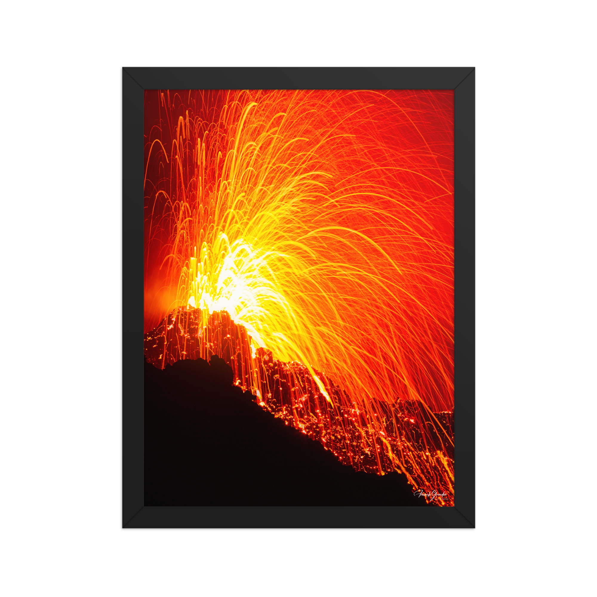 Affiche de La Réunion Éruption de Février 2015 30 × 40 cm / Noir - photographie Franck Grondin