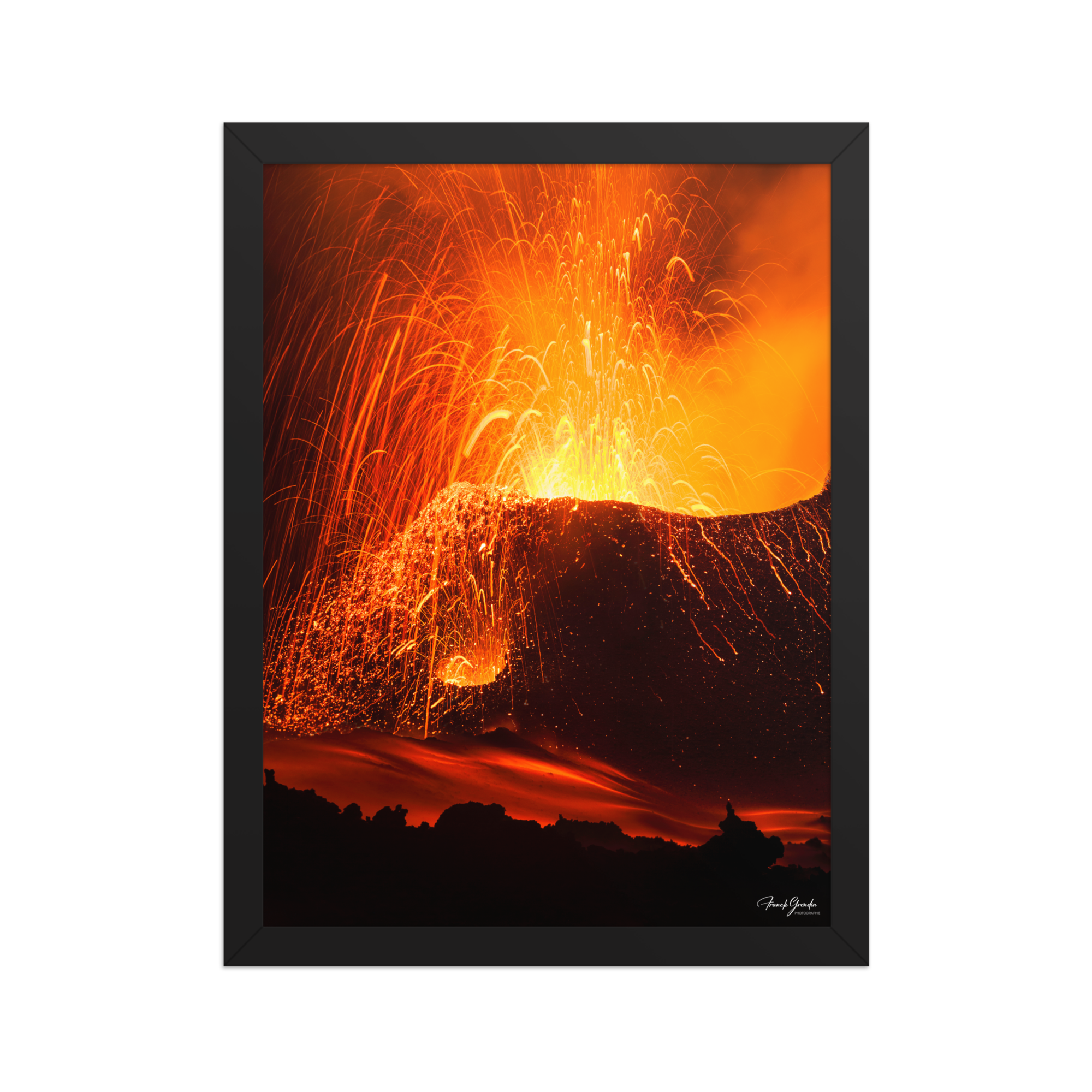 Affiche de La Réunion Éruption de Mai 2015 30 × 40 cm / Noir - photographie Franck Grondin