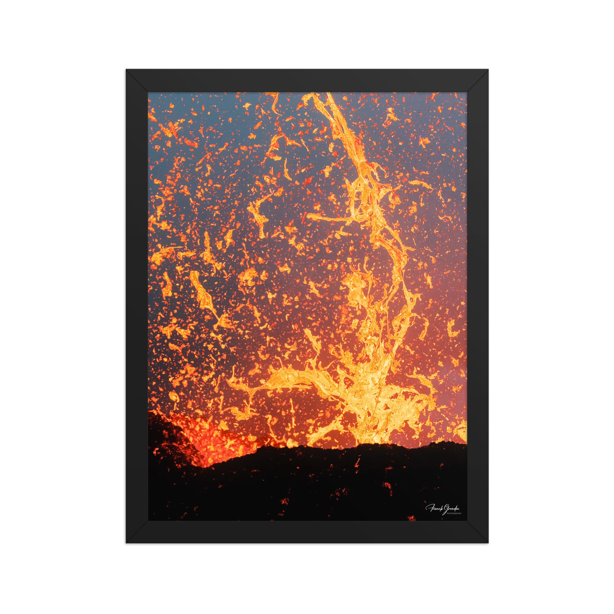 Affiche de La Réunion Fontaine de Lave, Août 2015 30 × 40 cm / Noir - photographie Franck Grondin