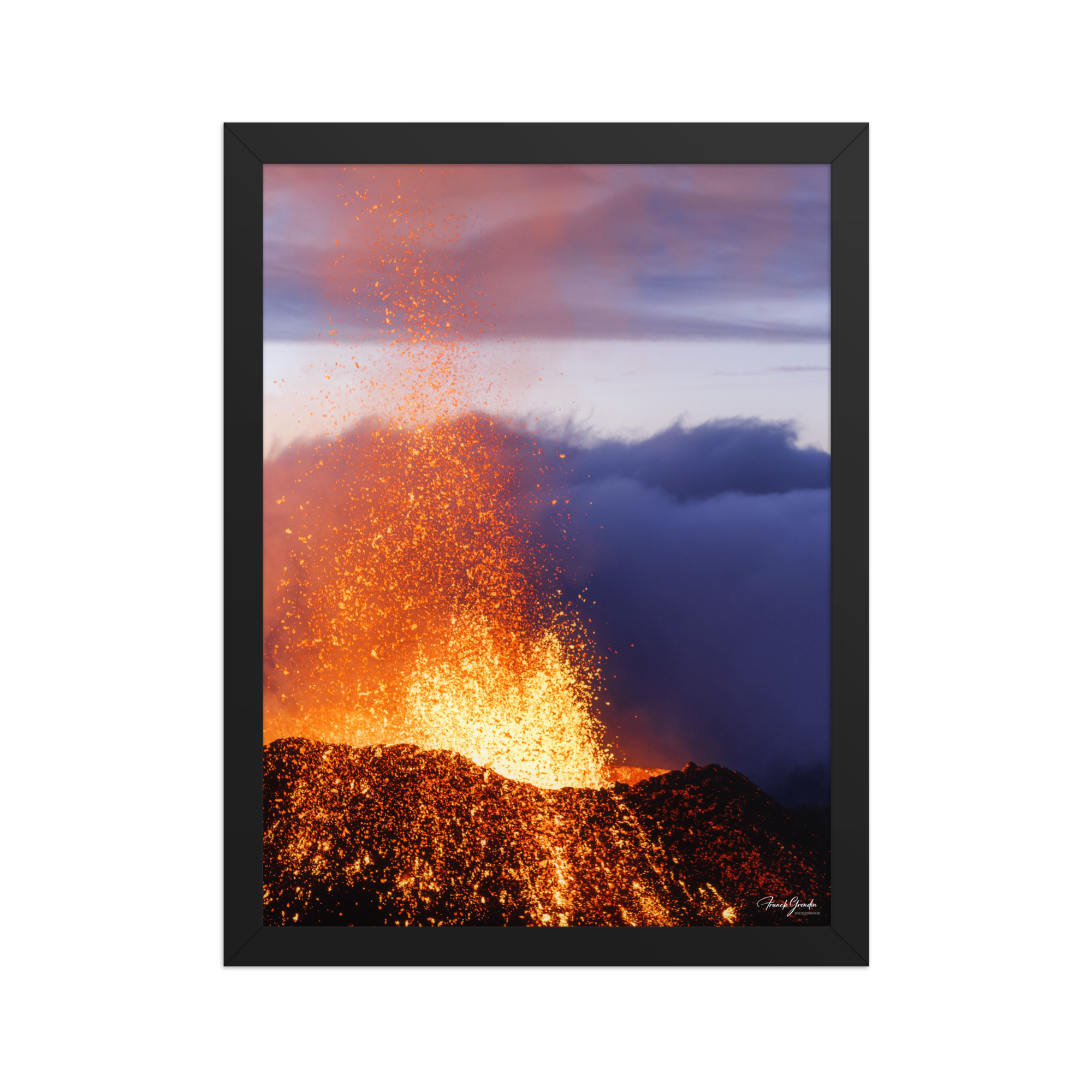 Affiche de La Réunion Rivière de Lave, Août 2015 30 × 40 cm / Noir - photographie Franck Grondin